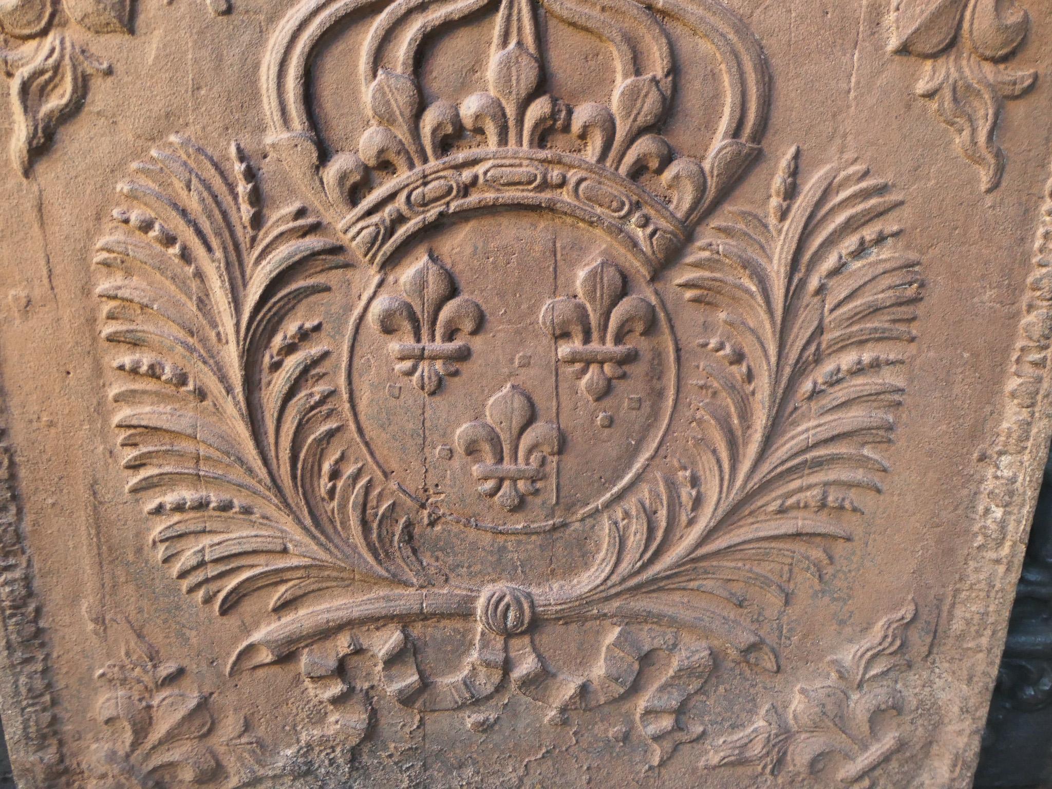 Plaque de cheminée française ancienne d'époque Louis XIV « Arms of France » en vente 7