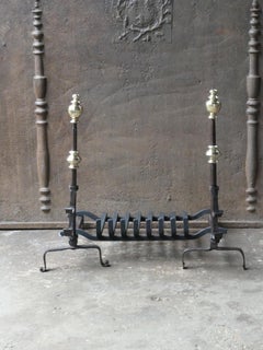Antique French Louis XIV Period Fireplace Grate, 17th Century