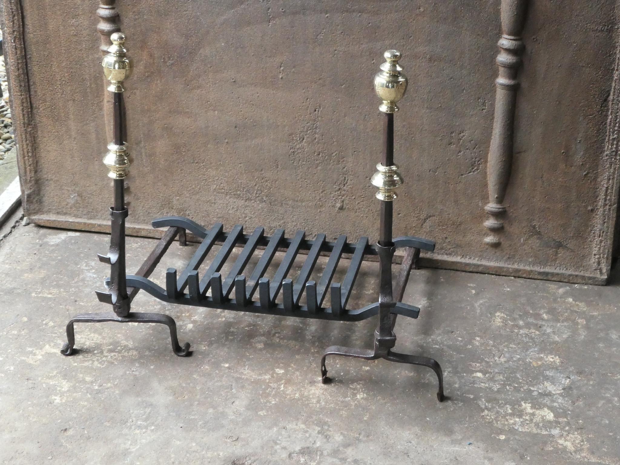 18th Century and Earlier Antique French Louis XIV Period Fireplace Grate, 17th Century For Sale