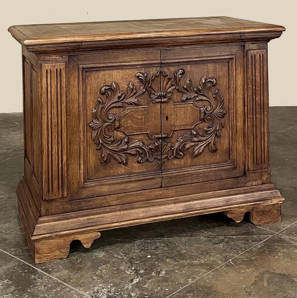 Antique French Louis XIV petit buffet ~ confiturier is the perfect size for a special niche, between two windows, or especially as a truly unique sink vanity in the bathroom! Low enough to serve as a credenza behind the desk, or even as a surface