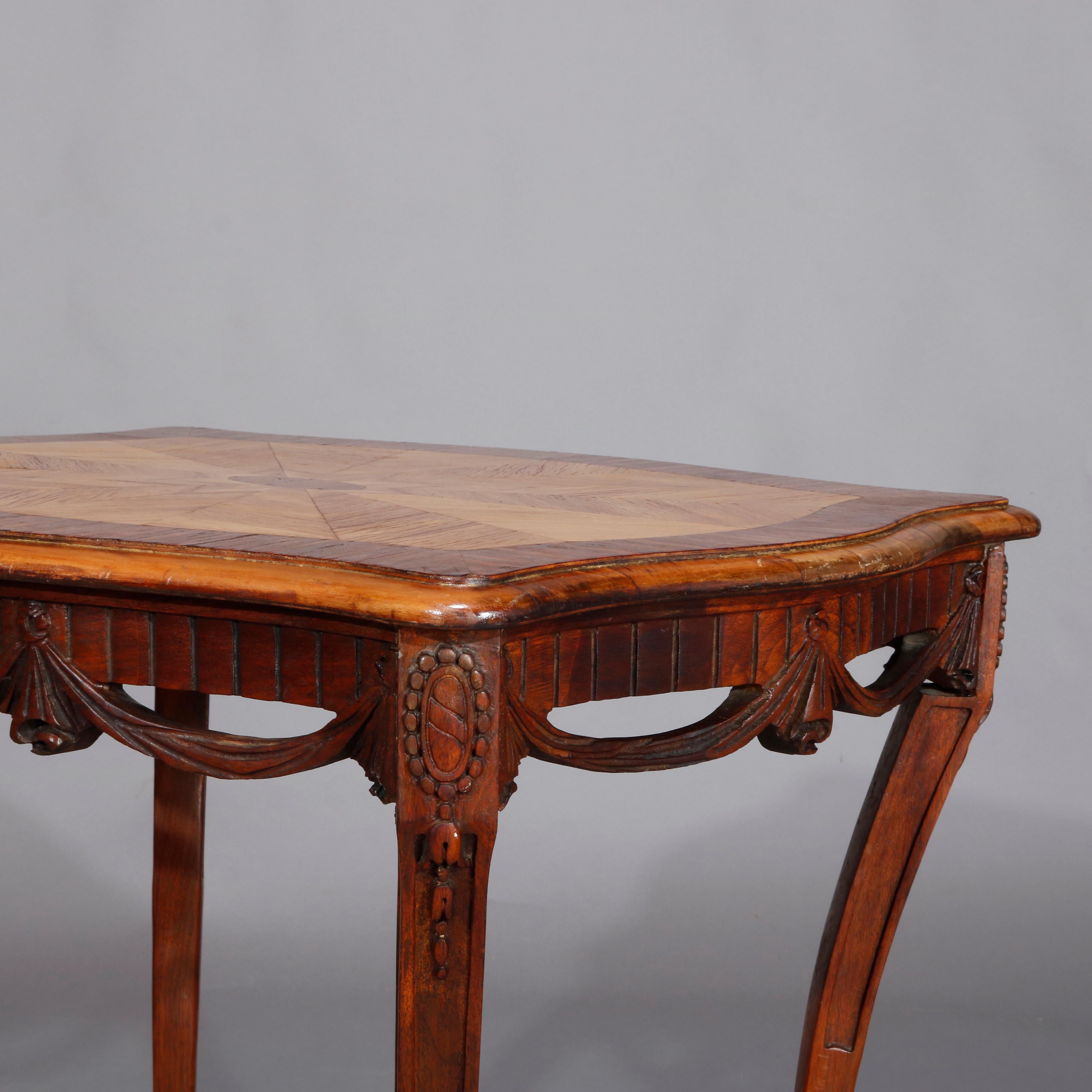 Antique French Louis XIV Satinwood and Inlaid Sunburst Side Table, 20th Century 6