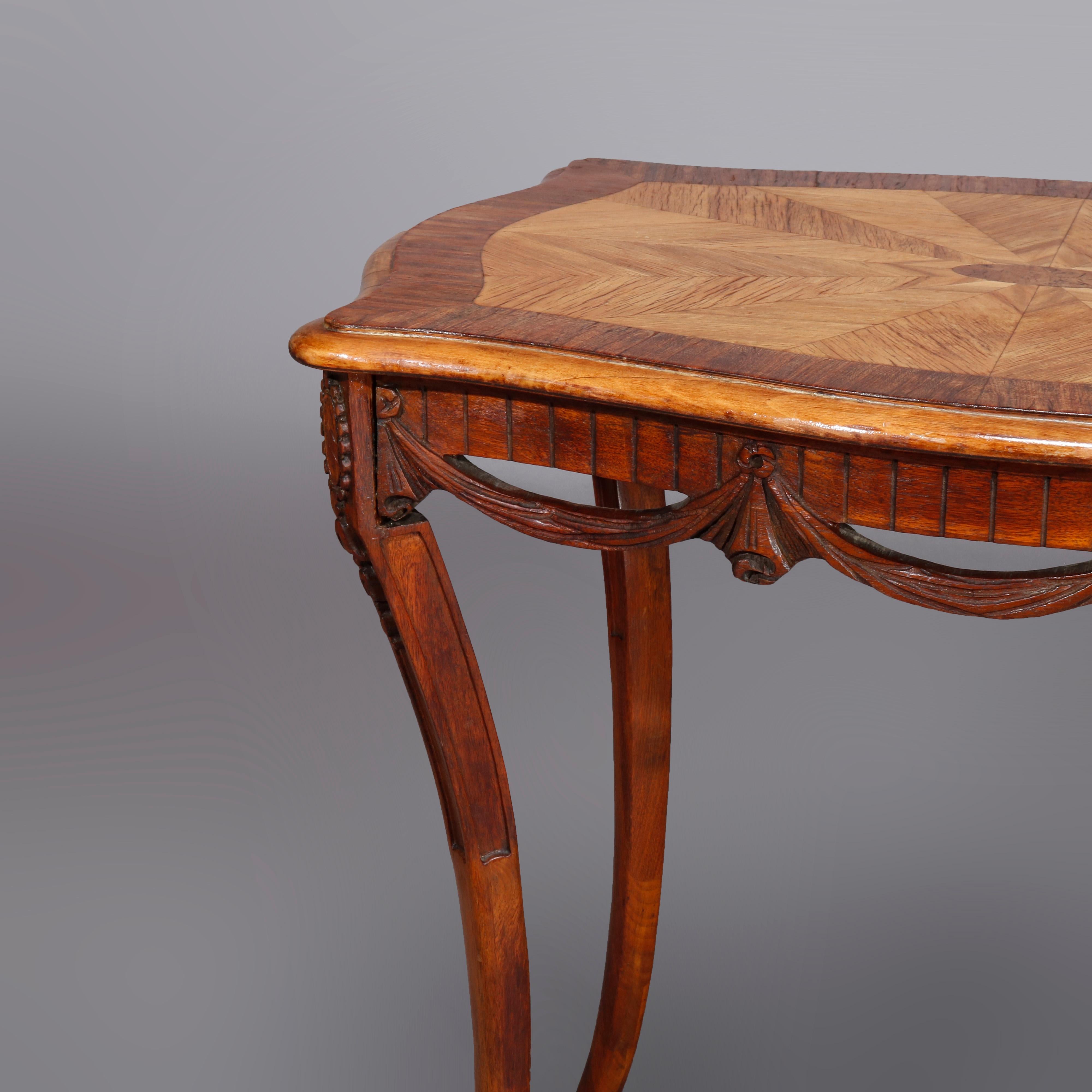 Antique French Louis XIV Satinwood and Inlaid Sunburst Side Table, 20th Century 3