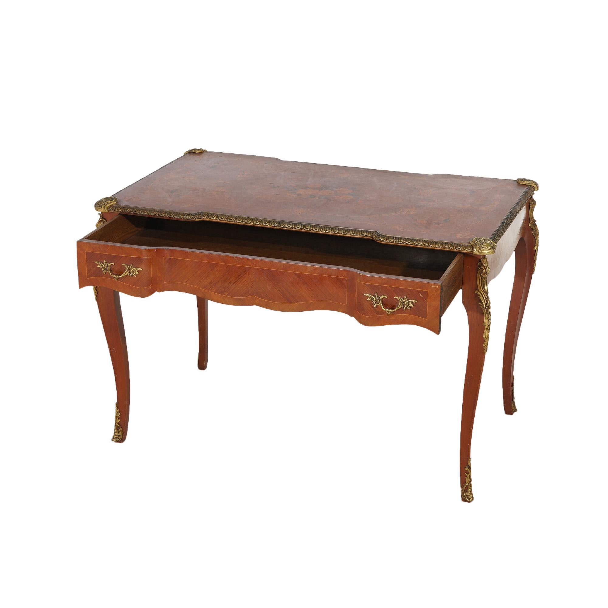 Antique French Louis XIV Satinwood, Ormolu & Mahogany Inlaid Lady's Desk c1890 5