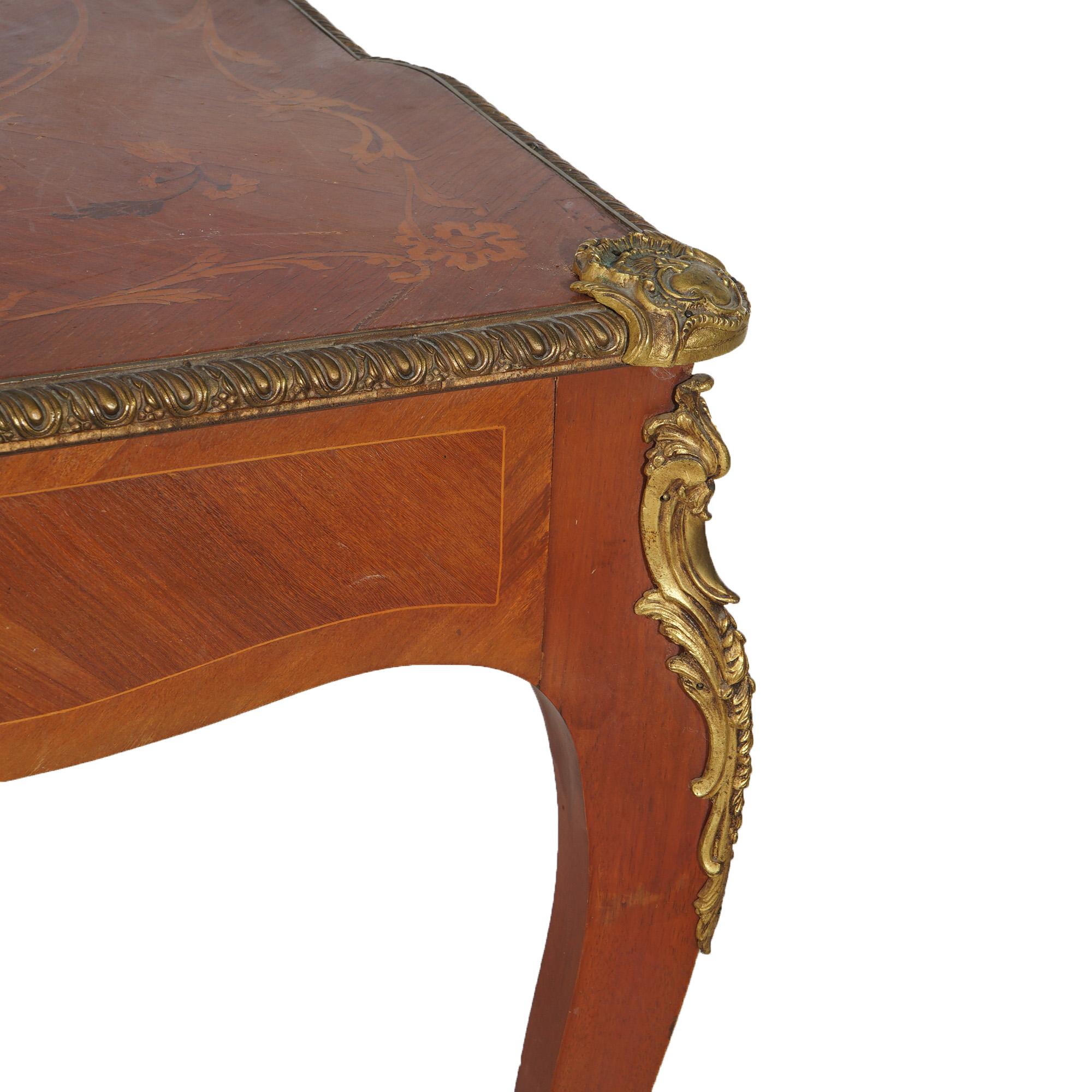 19th Century Antique French Louis XIV Satinwood, Ormolu & Mahogany Inlaid Lady's Desk c1890