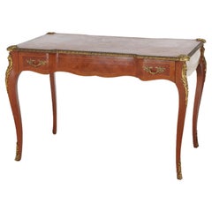 Antique French Louis XIV Satinwood, Ormolu & Mahogany Inlaid Lady's Desk c1890