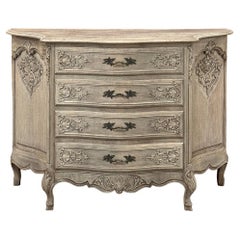 Antique French Louis XIV Serpentine Commode in Stripped Oak