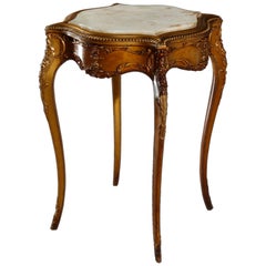 Antique French Louis XIV Serpentine Giltwood Marble-Top Side Table, circa 1900 Antique French Louis XIV Serpentine Giltwood Marble-Top Side Table, circa 1900