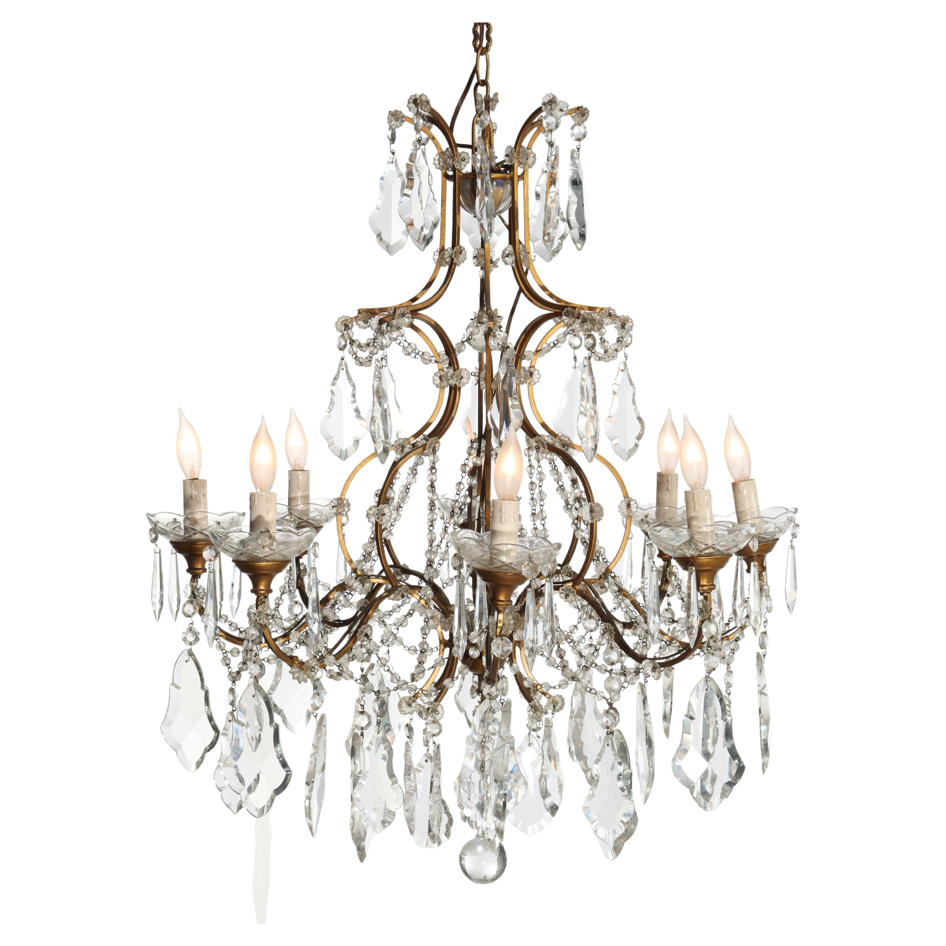 French Style Gilt and Crystal Twelve-Light Tiered Chandelier, Circa ...