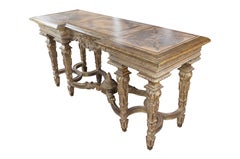 Antique French Louis XIV Style Carved Giltwood Console Table Hall Sideboard 76"