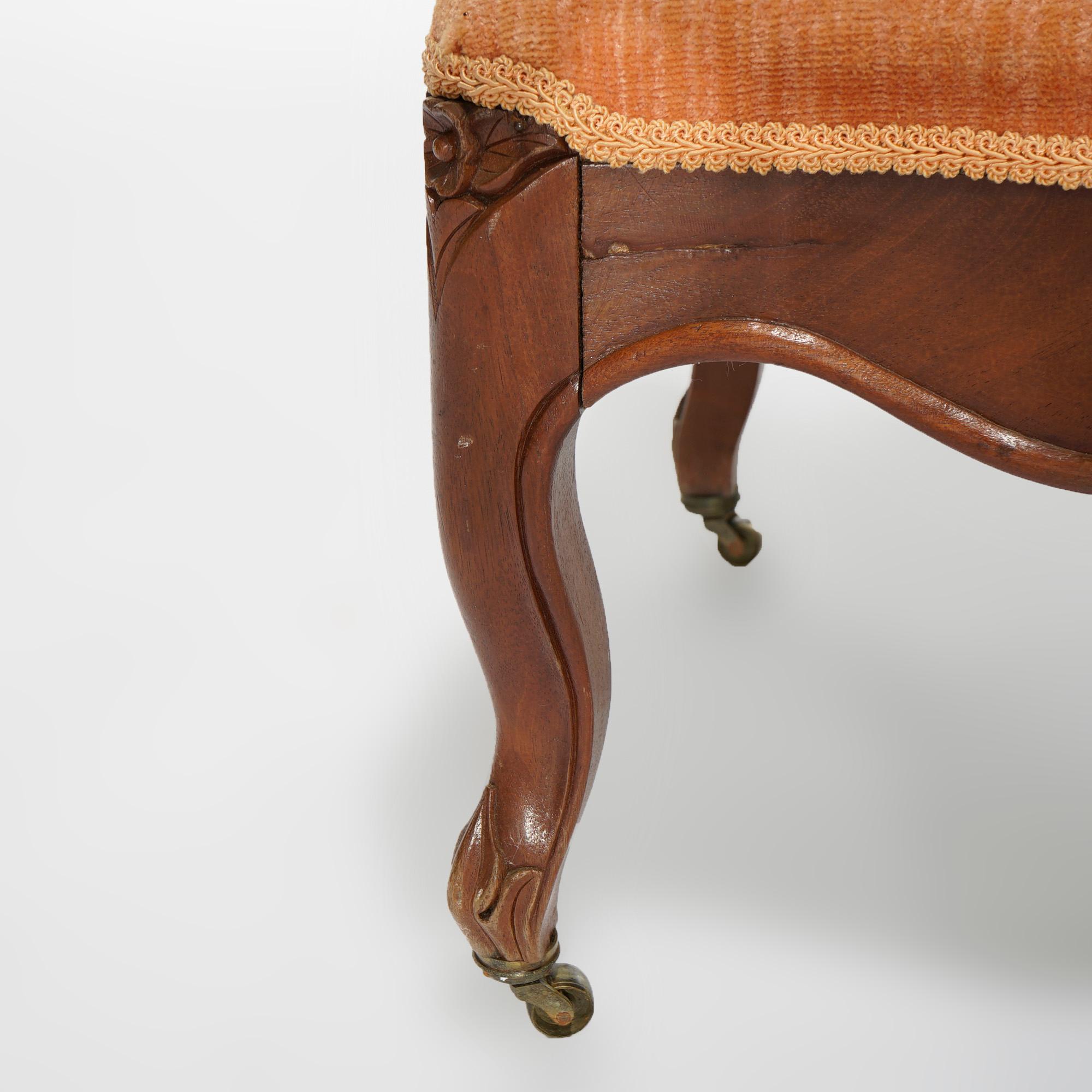 Antique French Louis XIV Style Carved Walnut Footstool, circa 1890 5