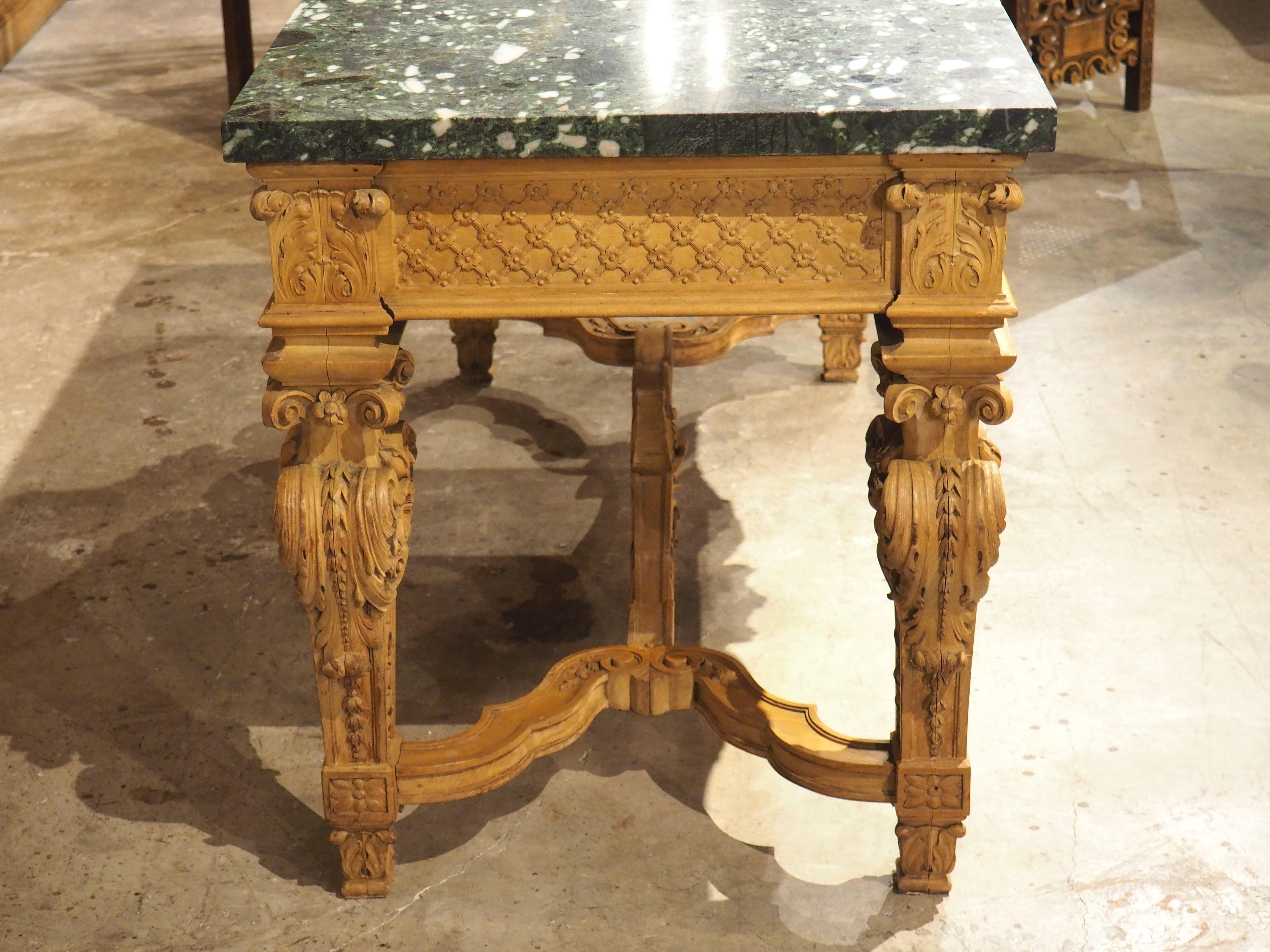 Antique French Louis XIV Style Console in Blonde Walnut and Marble, Circa 1880 For Sale 6