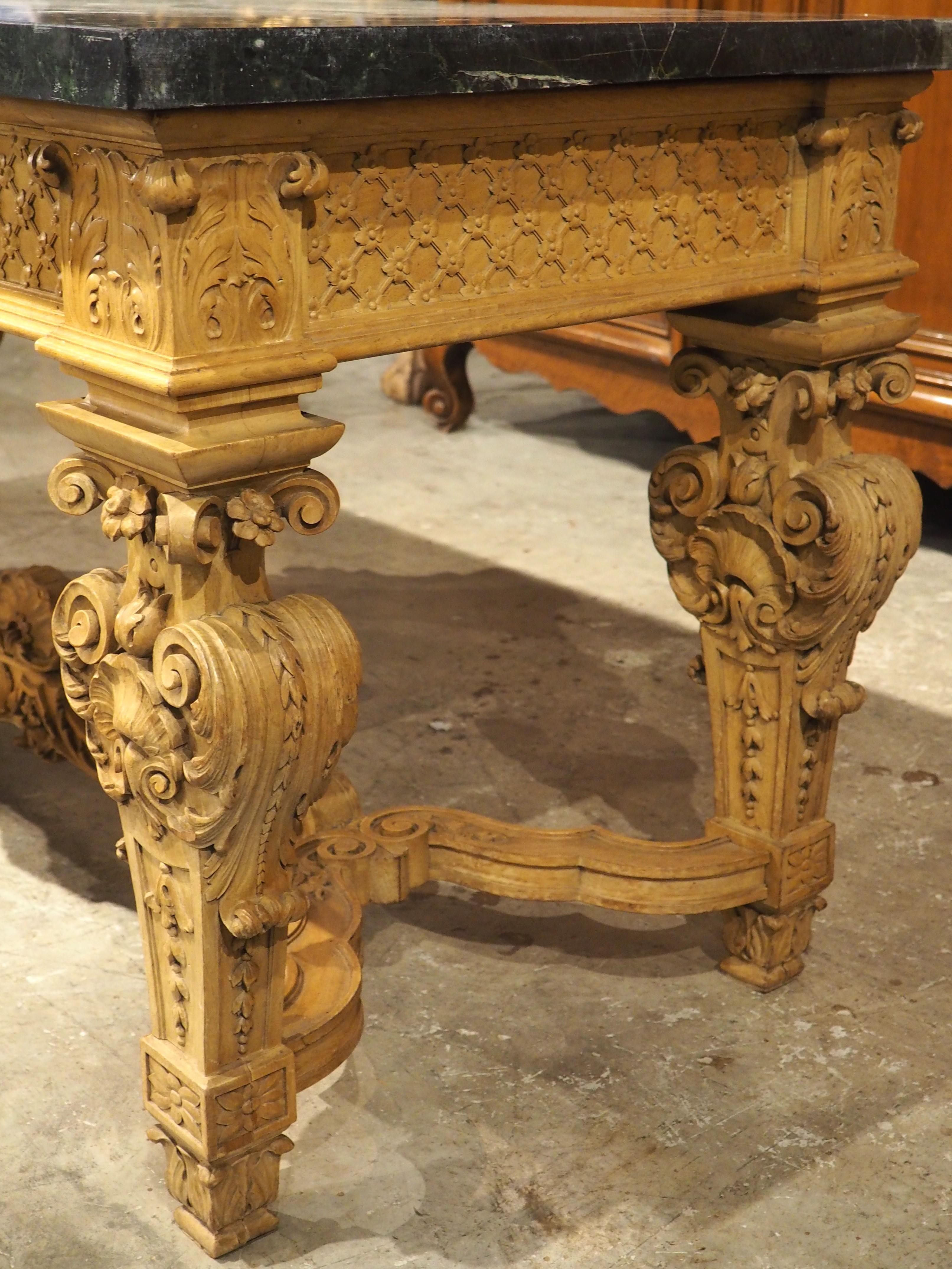 Antique French Louis XIV Style Console in Blonde Walnut and Marble, Circa 1880 For Sale 9