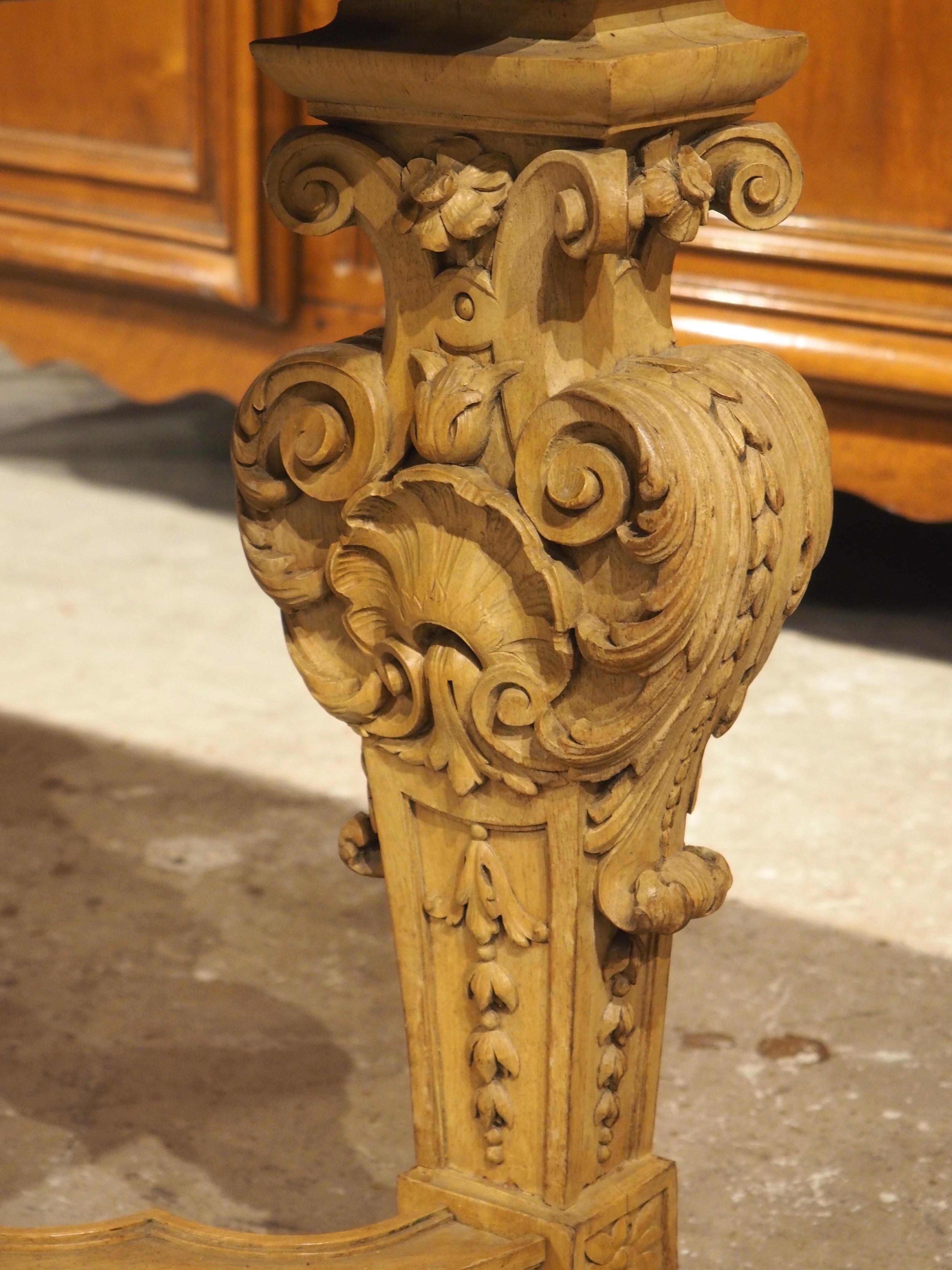 Antique French Louis XIV Style Console in Blonde Walnut and Marble, Circa 1880 For Sale 11