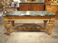 Antique French Louis XIV Style Console in Blonde Walnut and Marble, Circa 1880