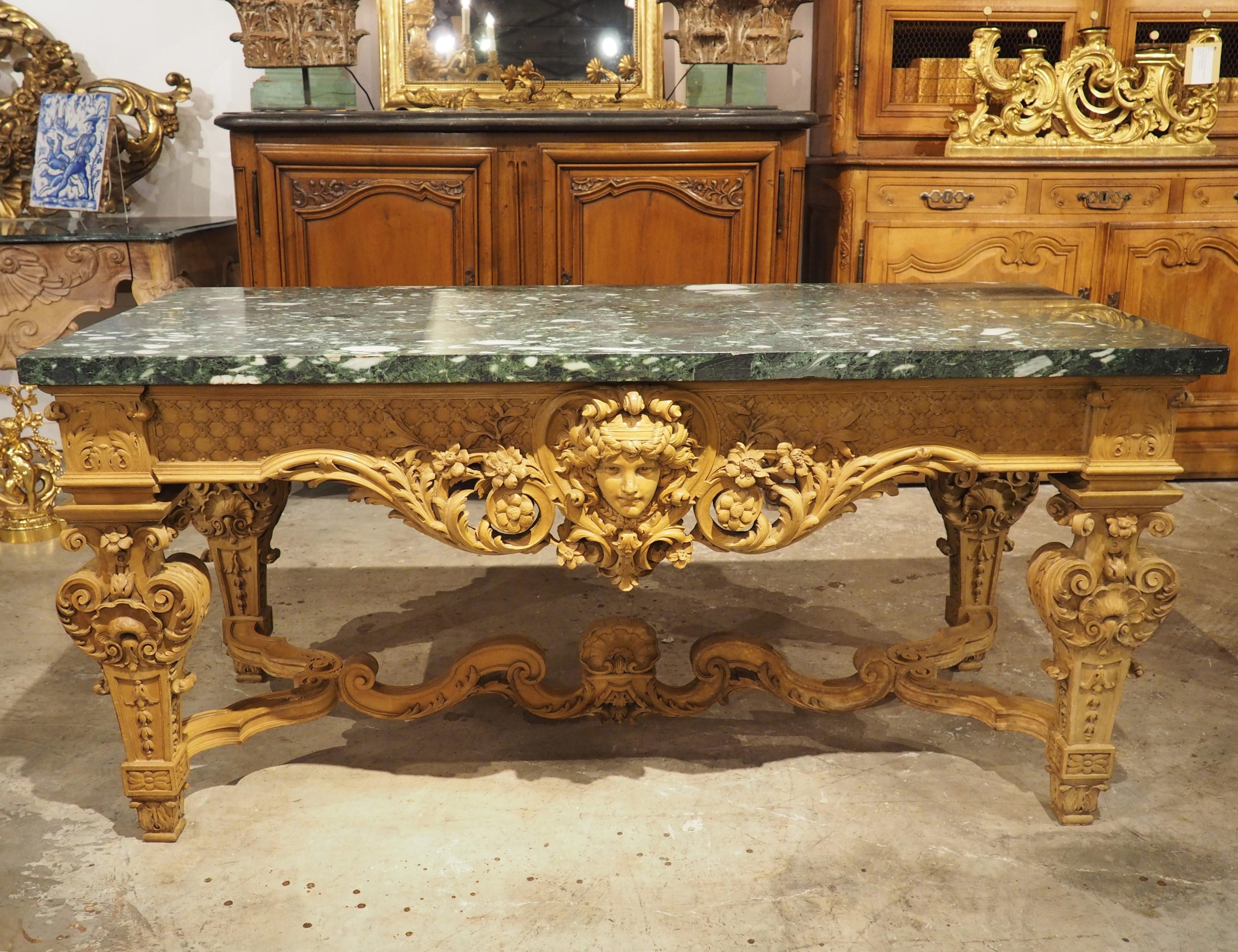 Antique French Louis XIV Style Console in Blonde Walnut and Marble, Circa 1880 For Sale 14