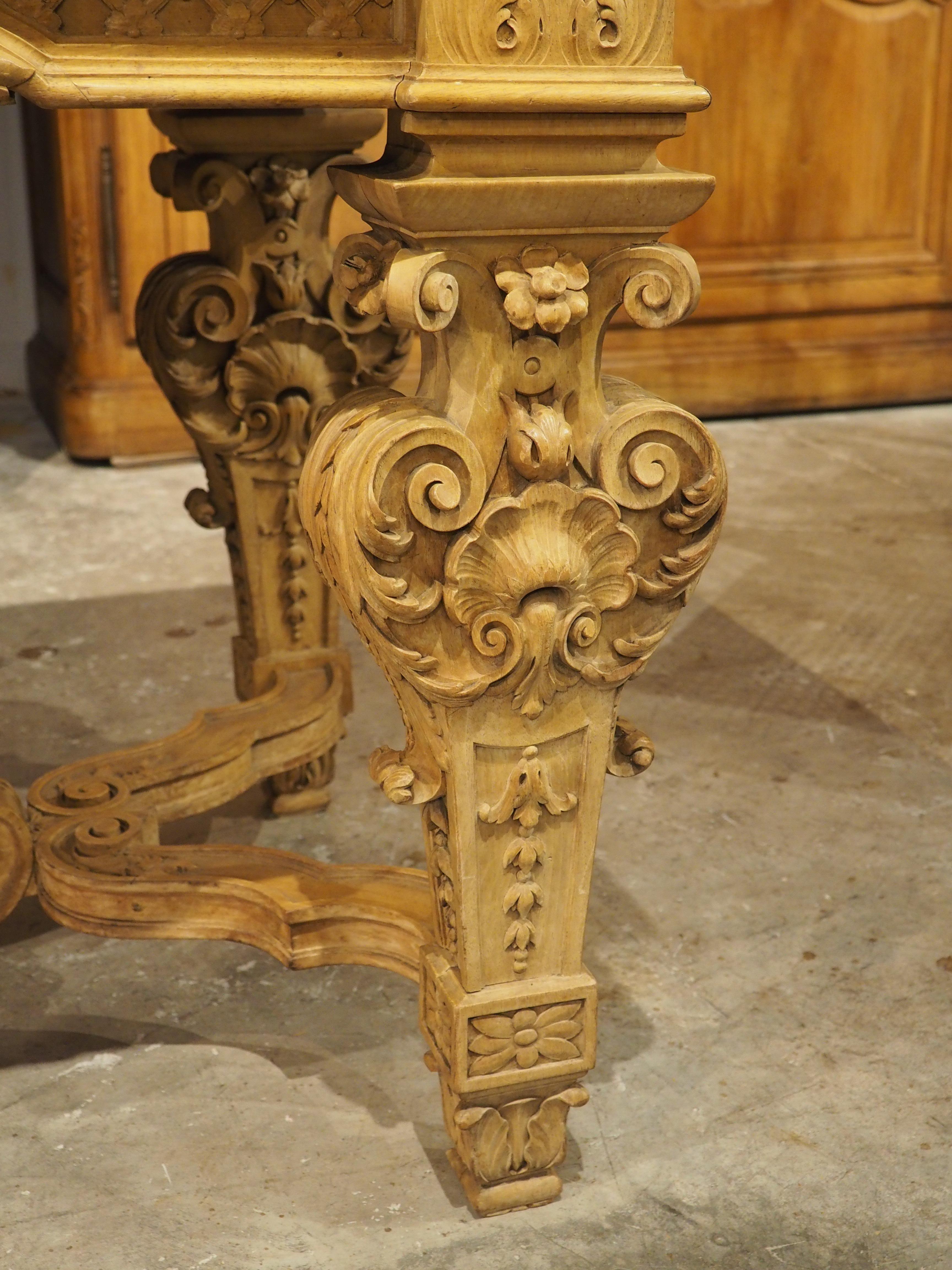 Antique French Louis XIV Style Console in Blonde Walnut and Marble, Circa 1880 In Good Condition For Sale In Dallas, TX