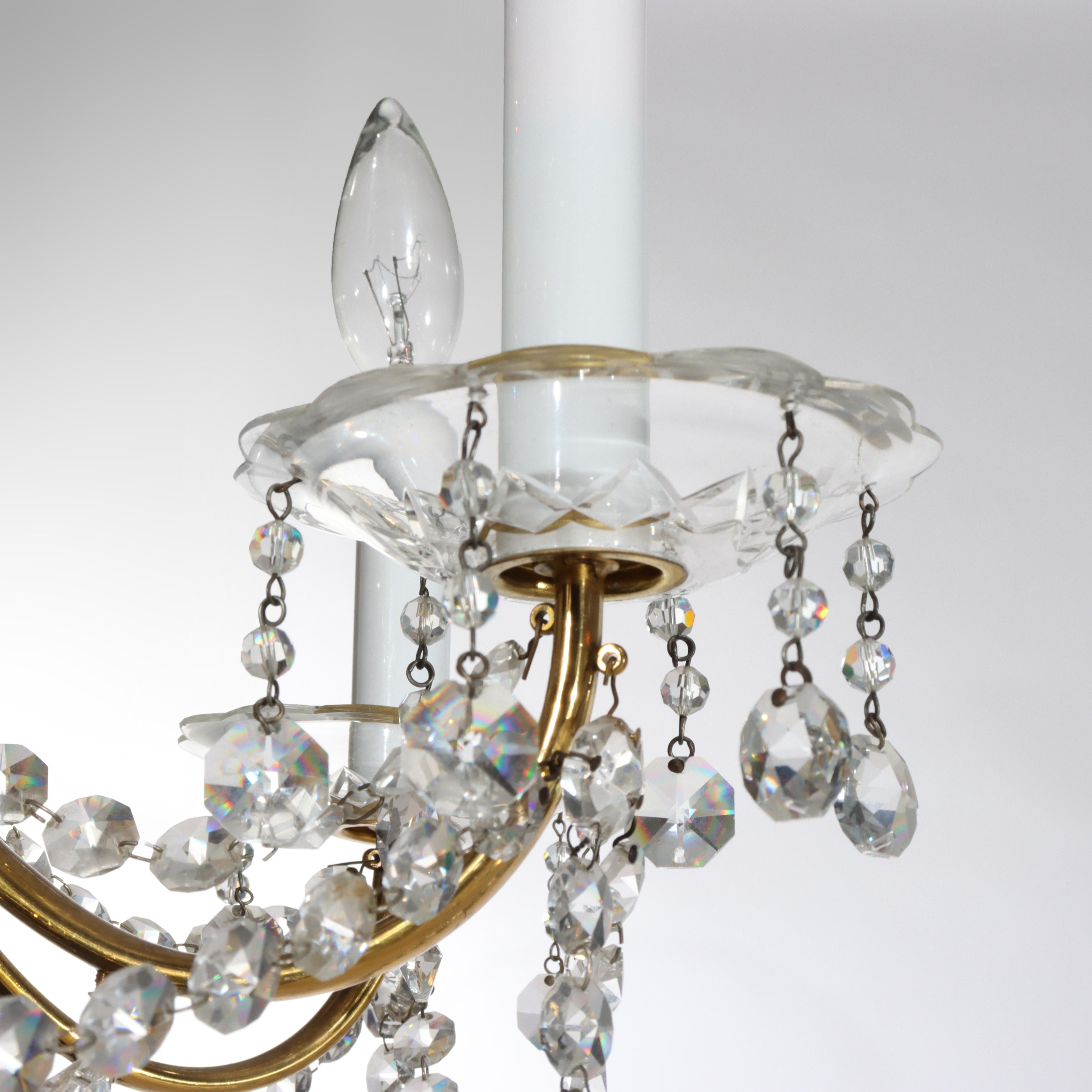 Antique French Louis XIV Style Crystal & Brass Six Light Chandelier C1840
Medidas - 27