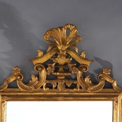 Antique French Louis XIV Style Foliate-Form Giltwood Wall Mirror C1920