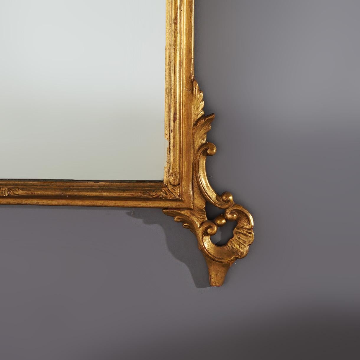 Antique French Louis XIV Style Foliate-Form Giltwood Wall Mirror C1920 For Sale 2