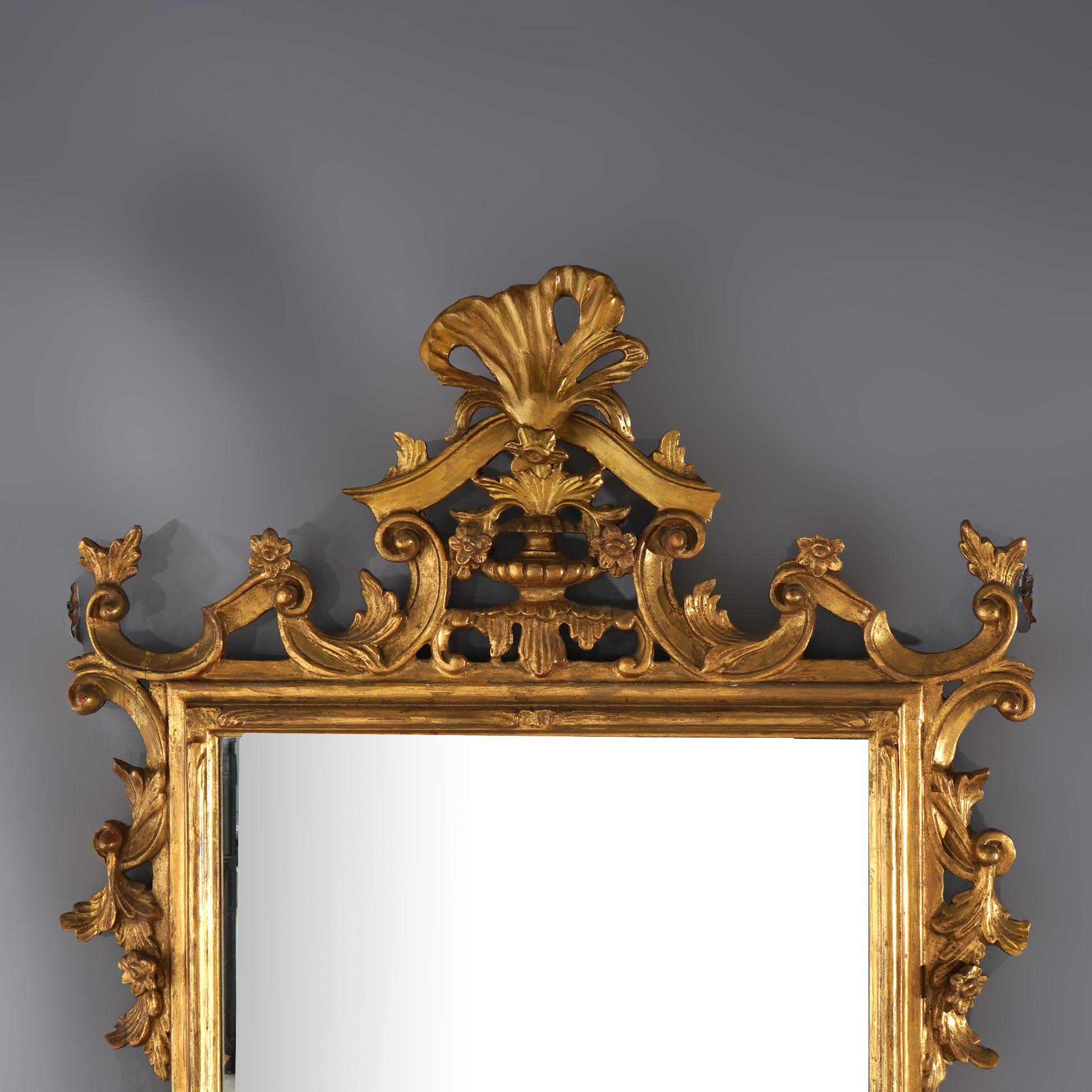 Antique French Louis XIV Style Foliate-Form Giltwood Wall Mirror C1920 For Sale 3