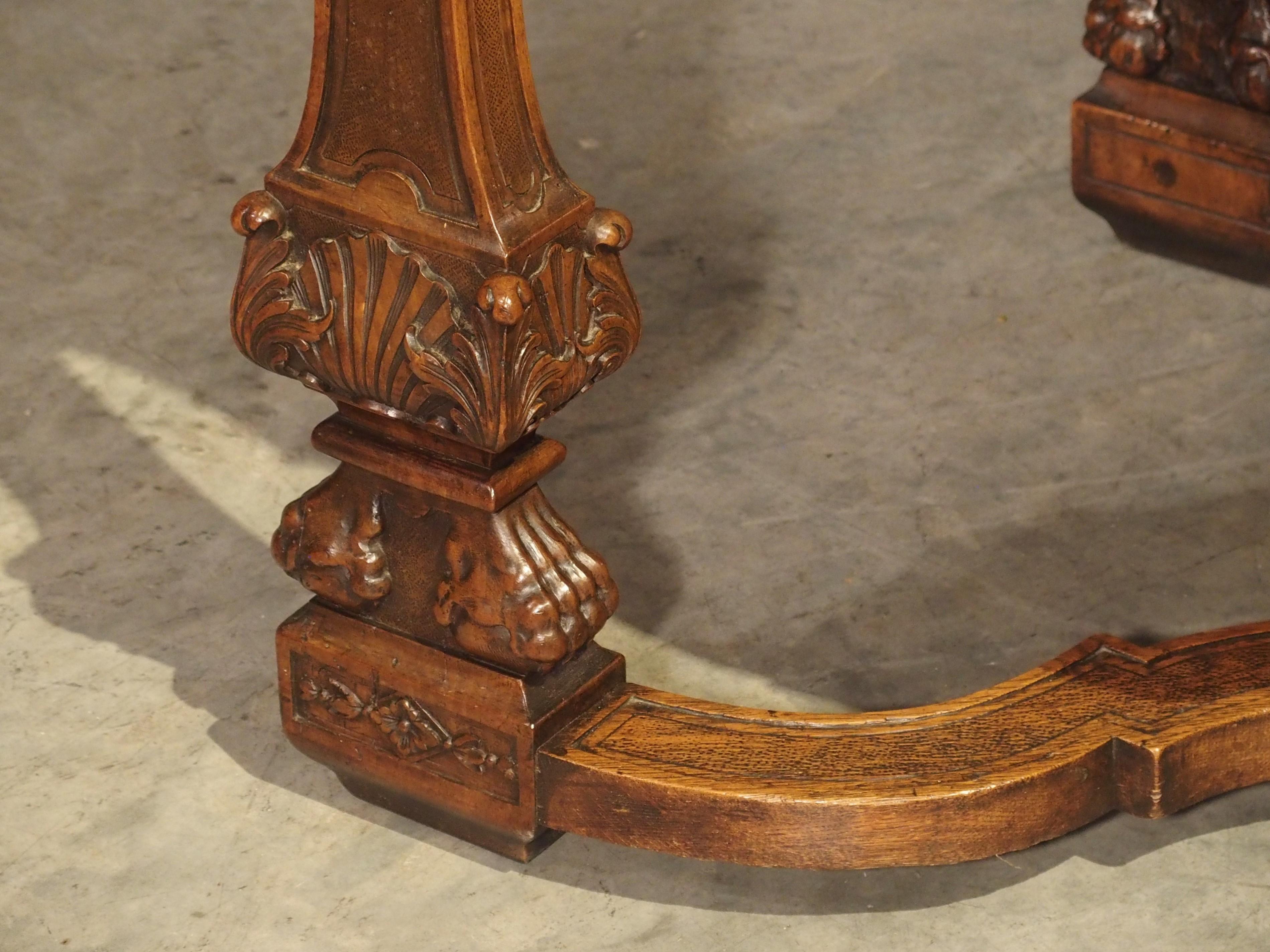 Antique French Louis XIV Style Gibier Table in Carved Oak, circa 1870 For Sale 4