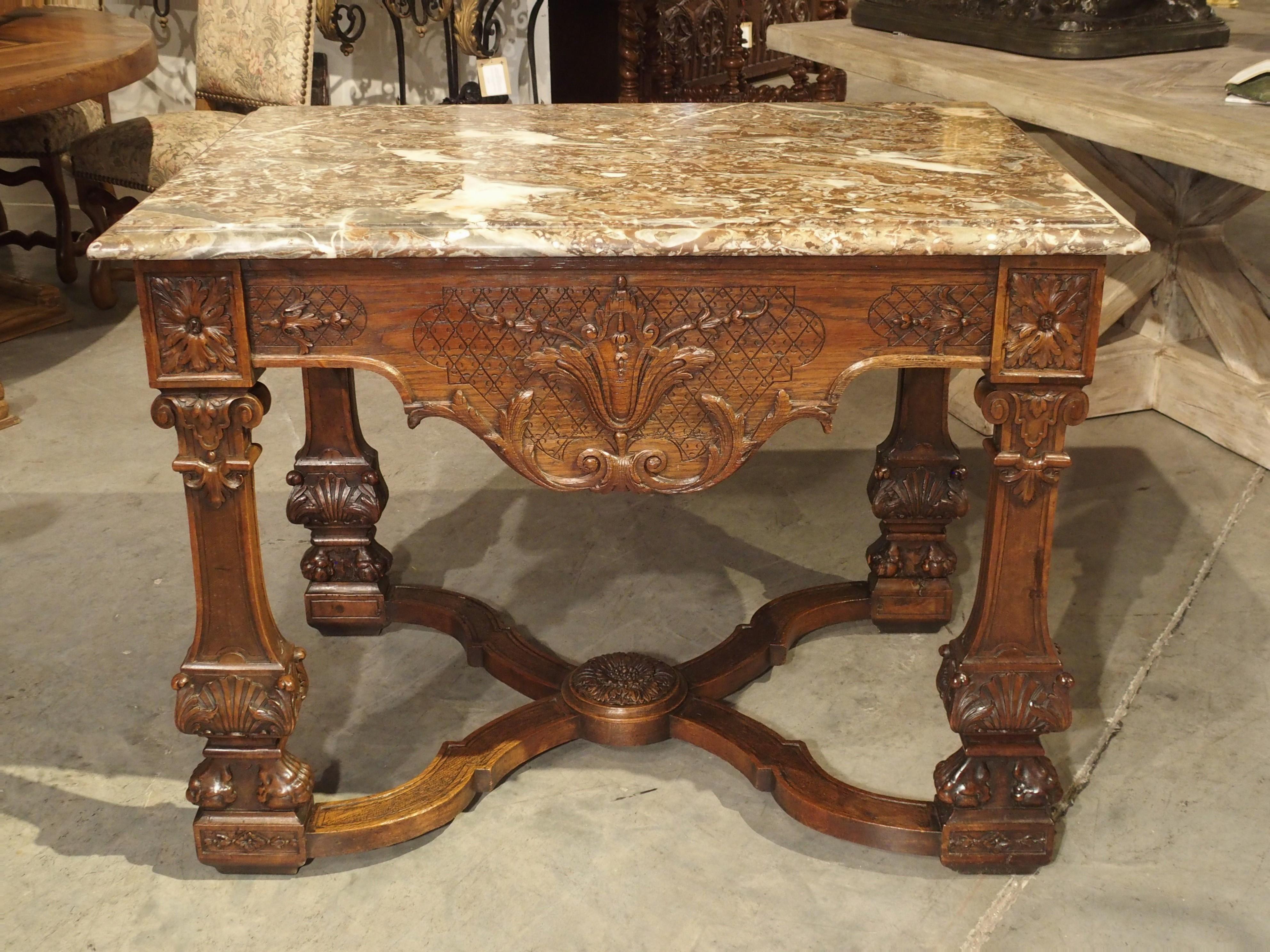 Antique French Louis XIV Style Gibier Table in Carved Oak, circa 1870 For Sale 6