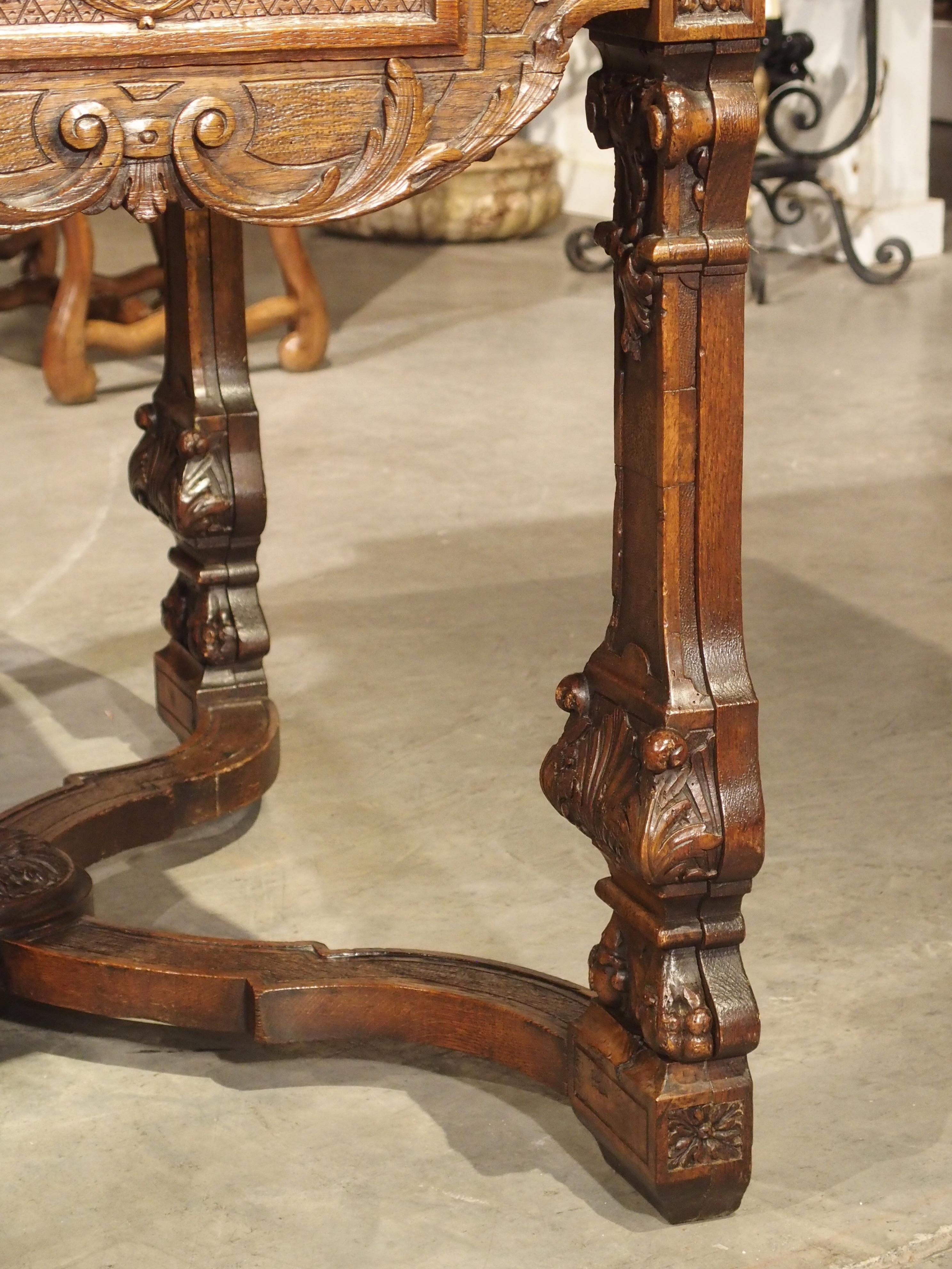 Antique French Louis XIV Style Gibier Table in Carved Oak, circa 1870 For Sale 8