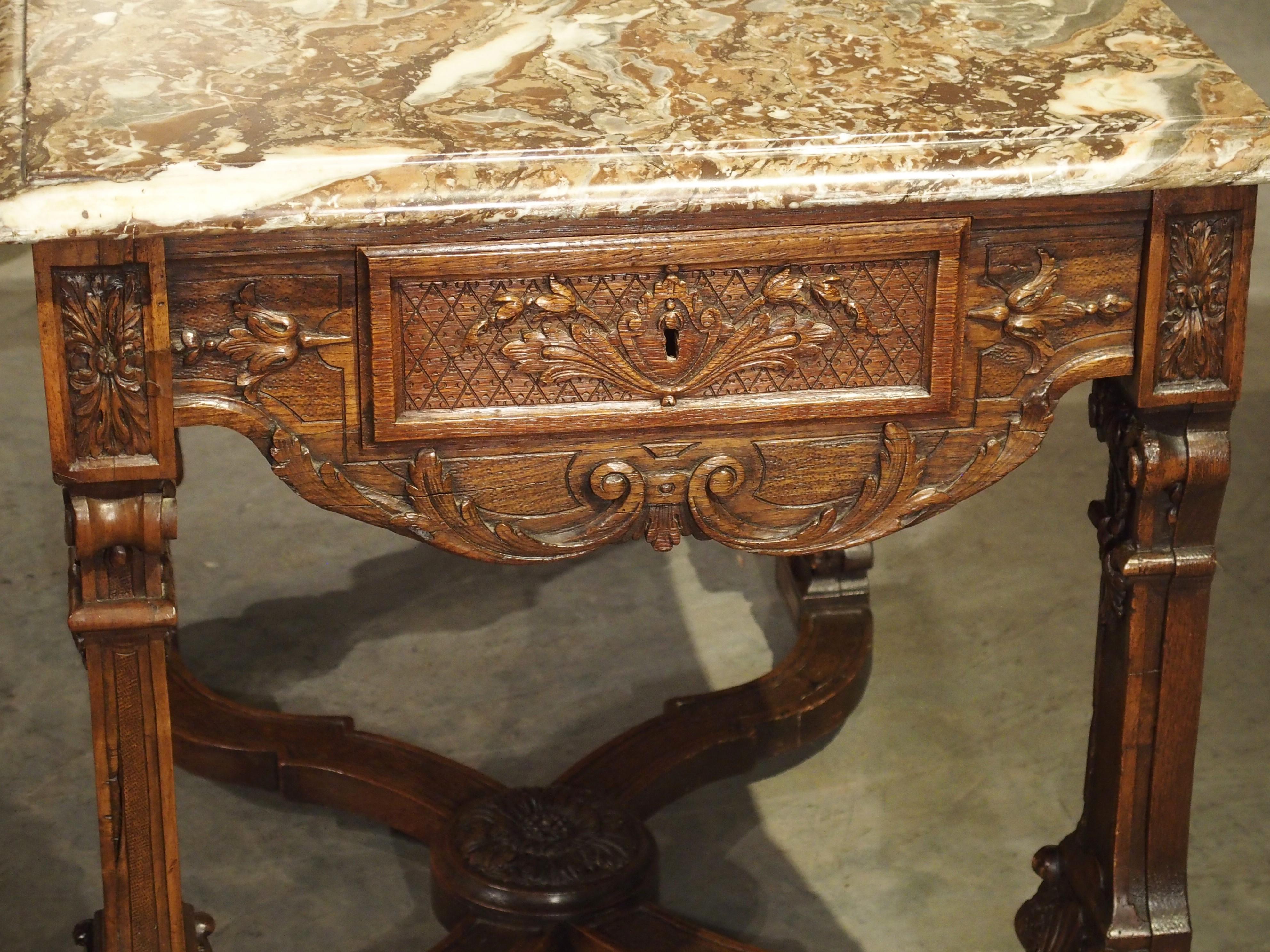 Antique French Louis XIV Style Gibier Table in Carved Oak, circa 1870 For Sale 10