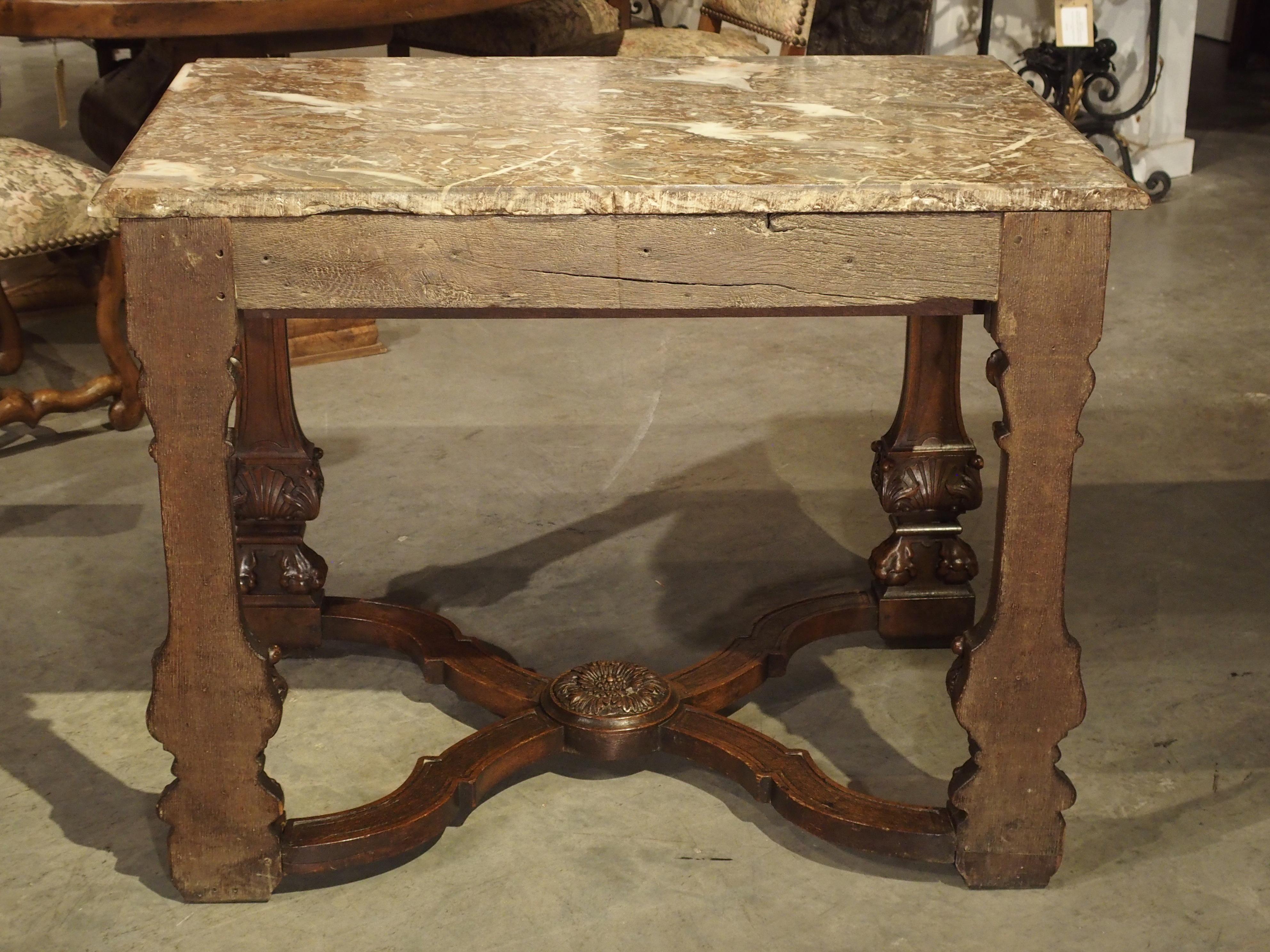 Antique French Louis XIV Style Gibier Table in Carved Oak, circa 1870 For Sale 12