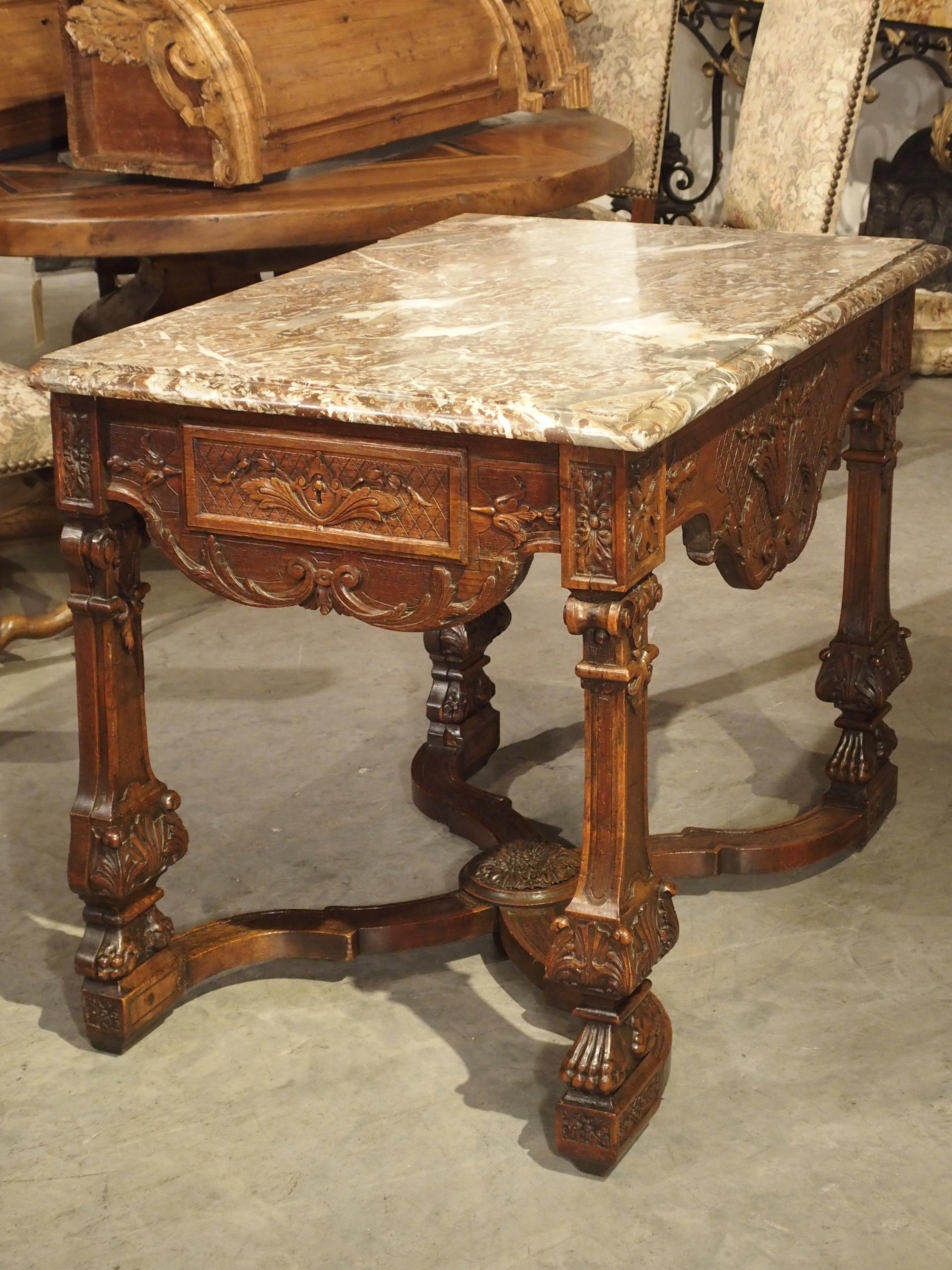 Antique French Louis XIV Style Gibier Table in Carved Oak, circa 1870 For Sale 13