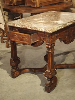 Antique French Louis XIV Style Gibier Table in Carved Oak, circa 1870