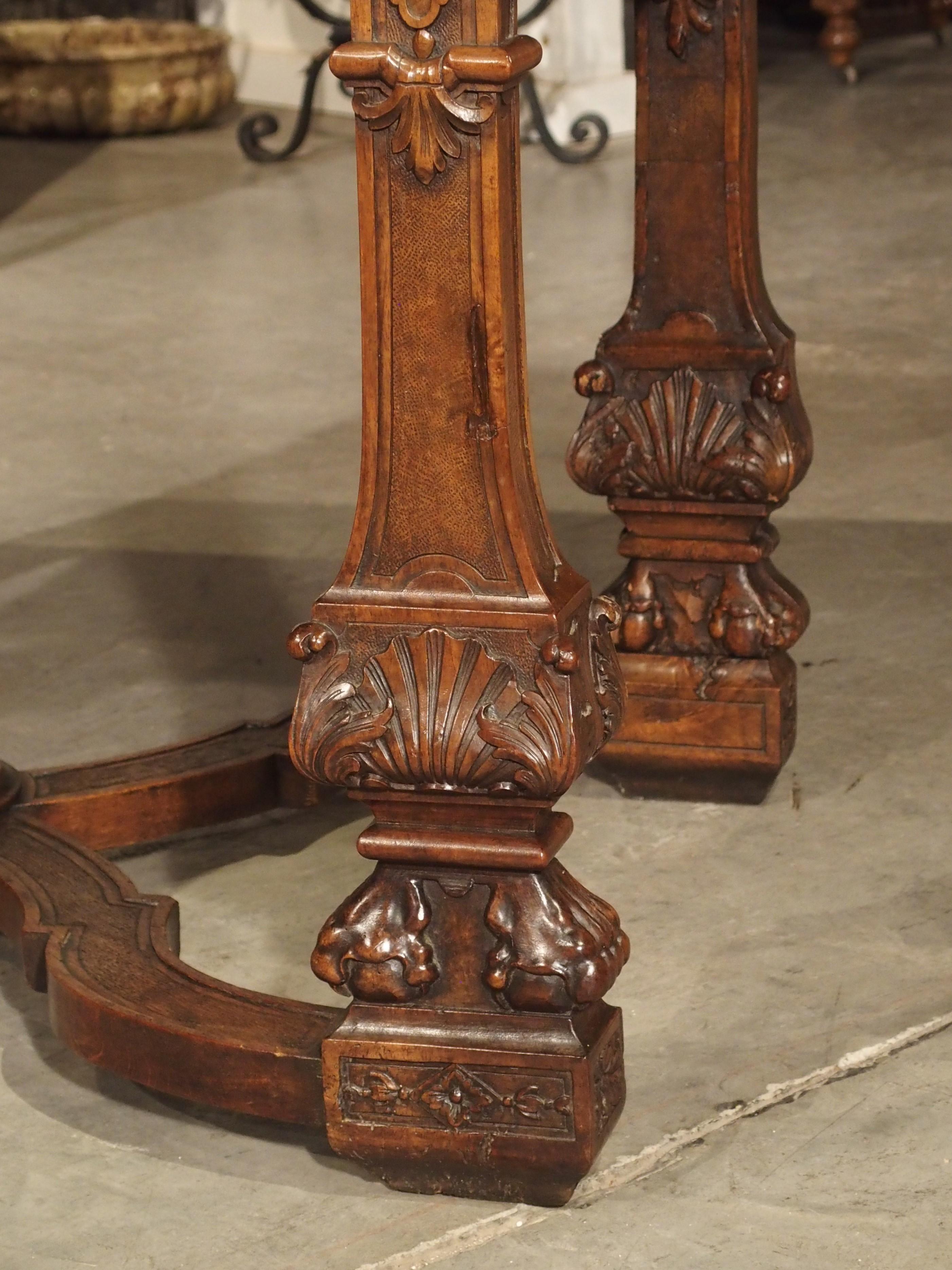 Antique French Louis XIV Style Gibier Table in Carved Oak, circa 1870 In Good Condition For Sale In Dallas, TX