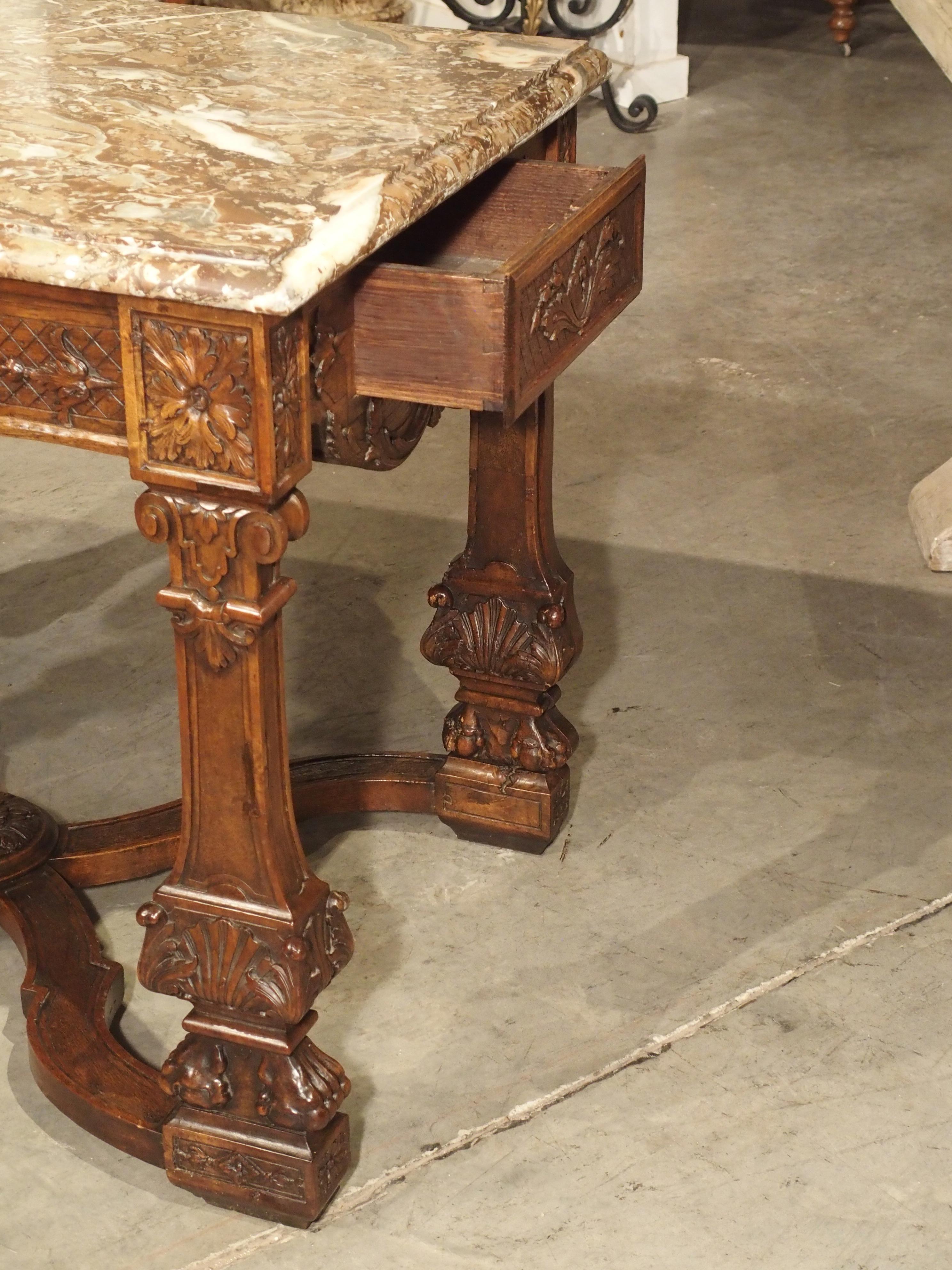 Antique French Louis XIV Style Gibier Table in Carved Oak, circa 1870 For Sale 3
