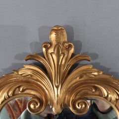 Antique French Louis XIV Style Gilt Bronze Foliate Hourglass Form A Mirror C1930