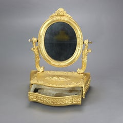 Antique French Louis XIV Style Gilt Wood Dresser Mirror C1920