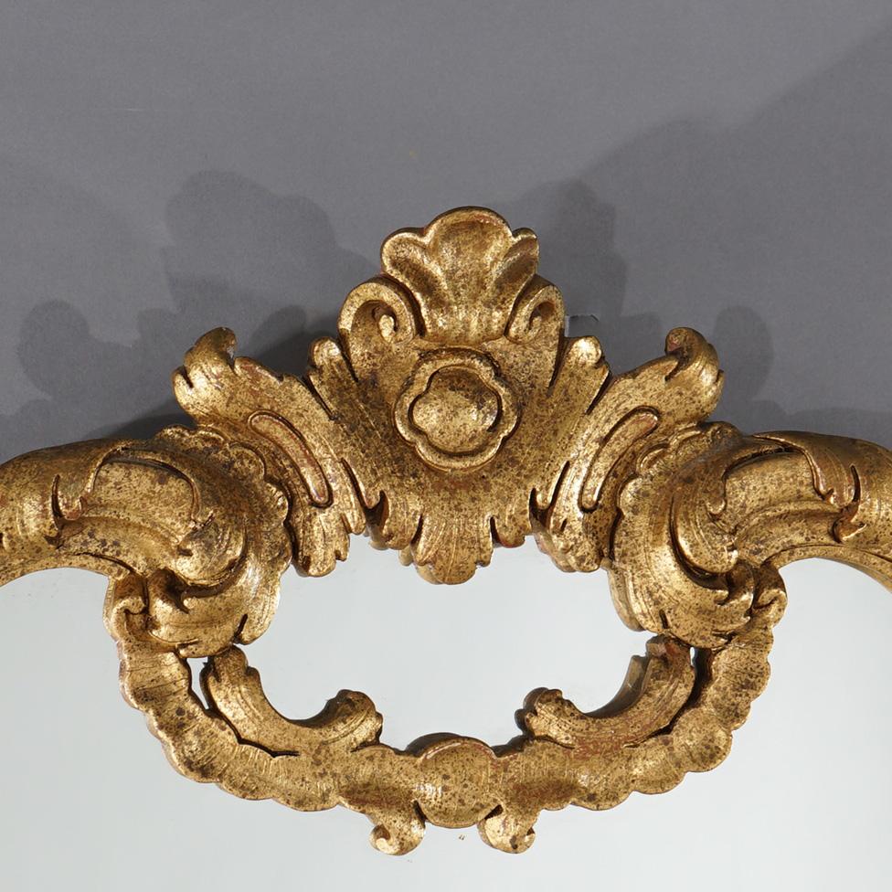 Antique French Louis XIV Style Giltwood Over Mantle Mirror c1920 In Good Condition In Big Flats, NY