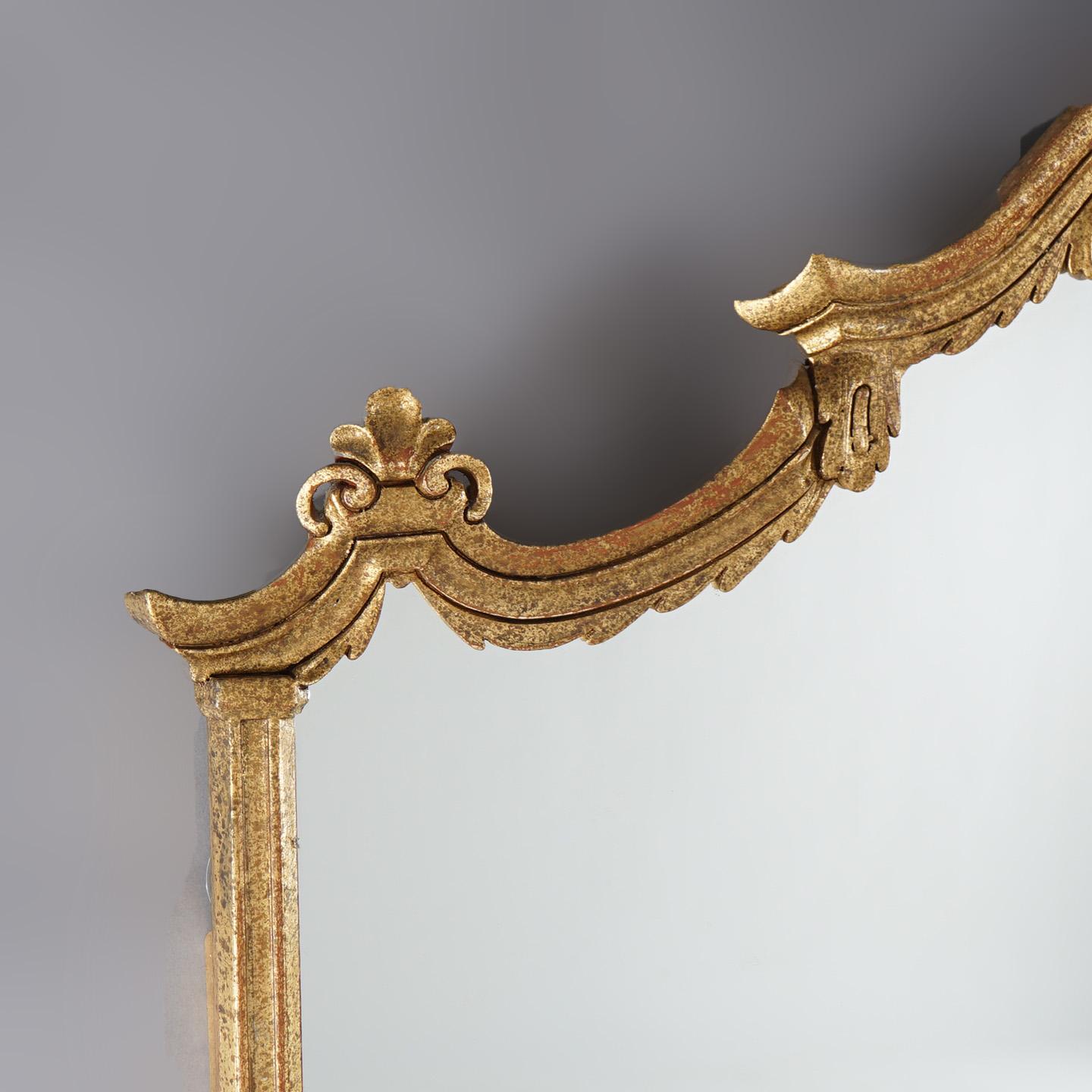 Antique French Louis XIV Style Giltwood Over Mantle Mirror c1920 2