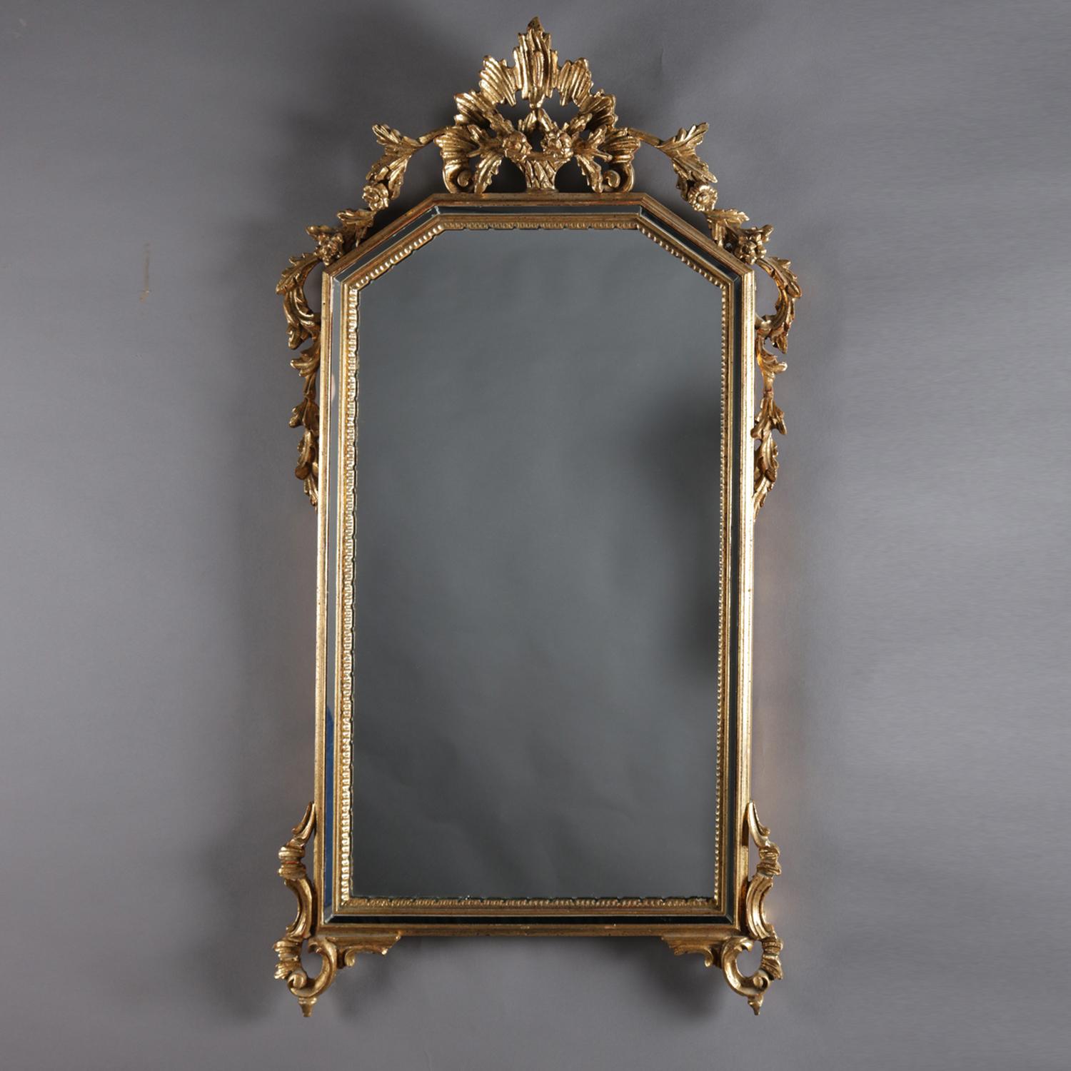 Antique French Louis XIV Style Giltwood Parclose Wall Mirror, circa 1920 1
