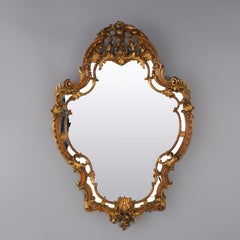 Antique French Louis XIV Style Giltwood Wall Mirror C1920