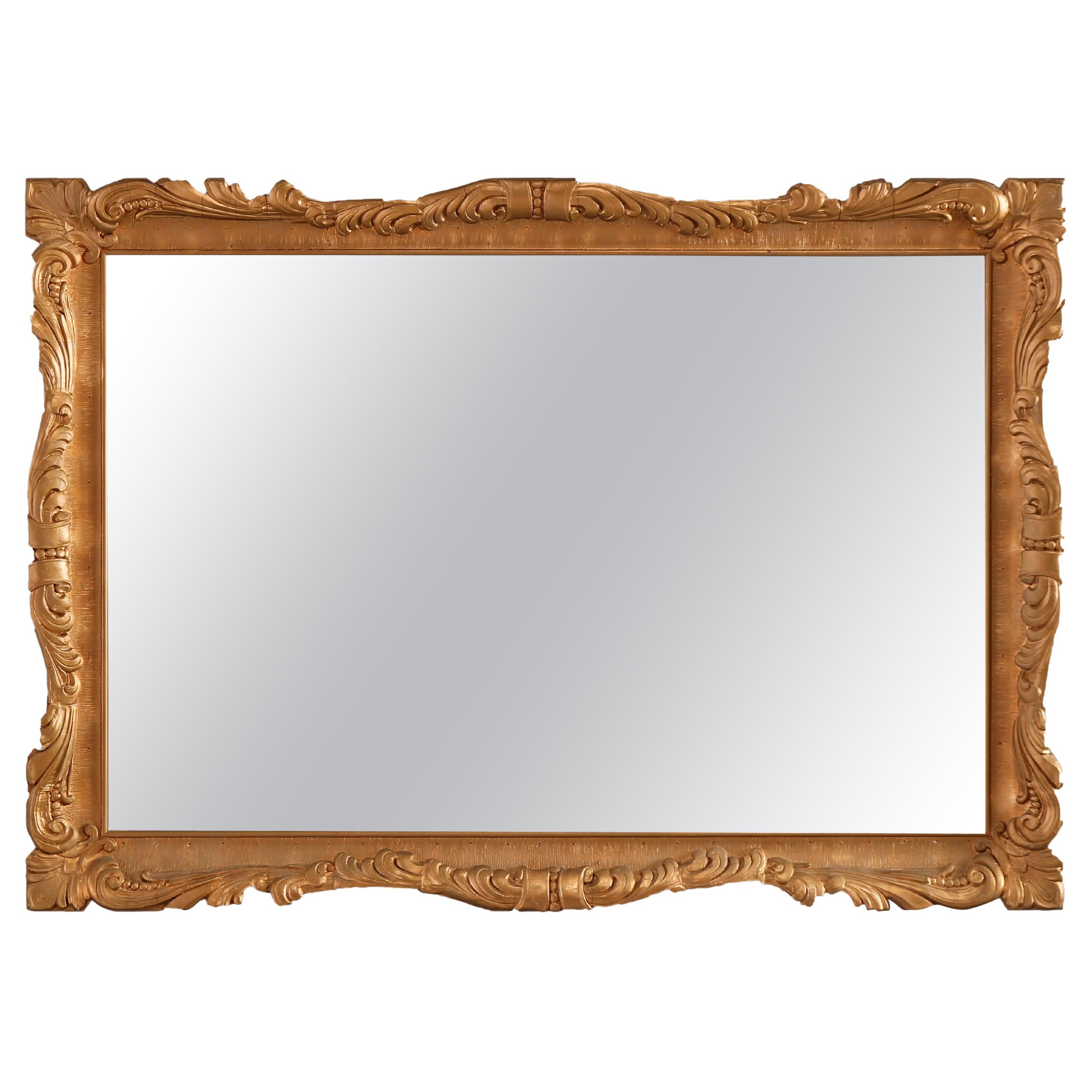 Antique French Louis XIV Style Giltwood Wall Mirror, c1920
