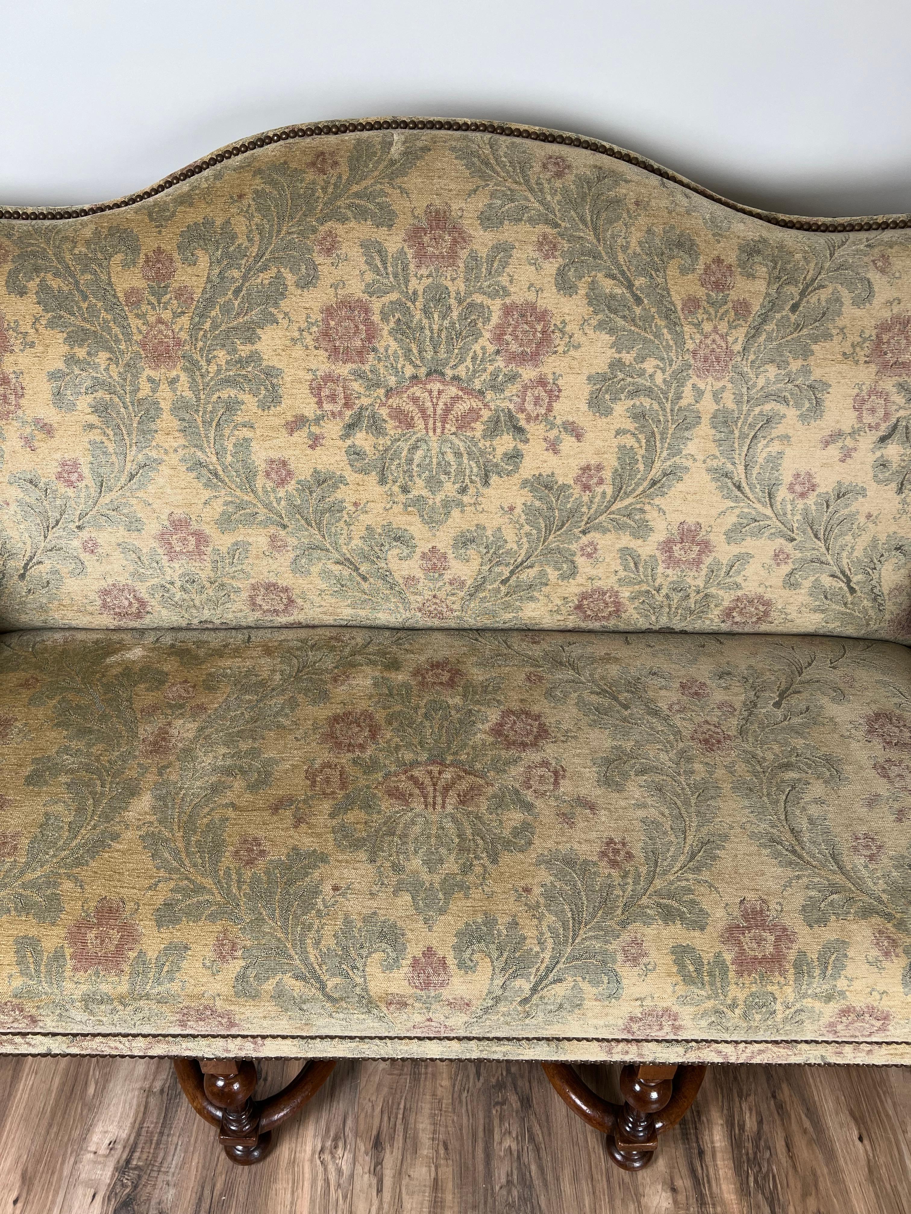 Antique French Louis XIV Style Highback Settee c. Late 19th Century For Sale 6