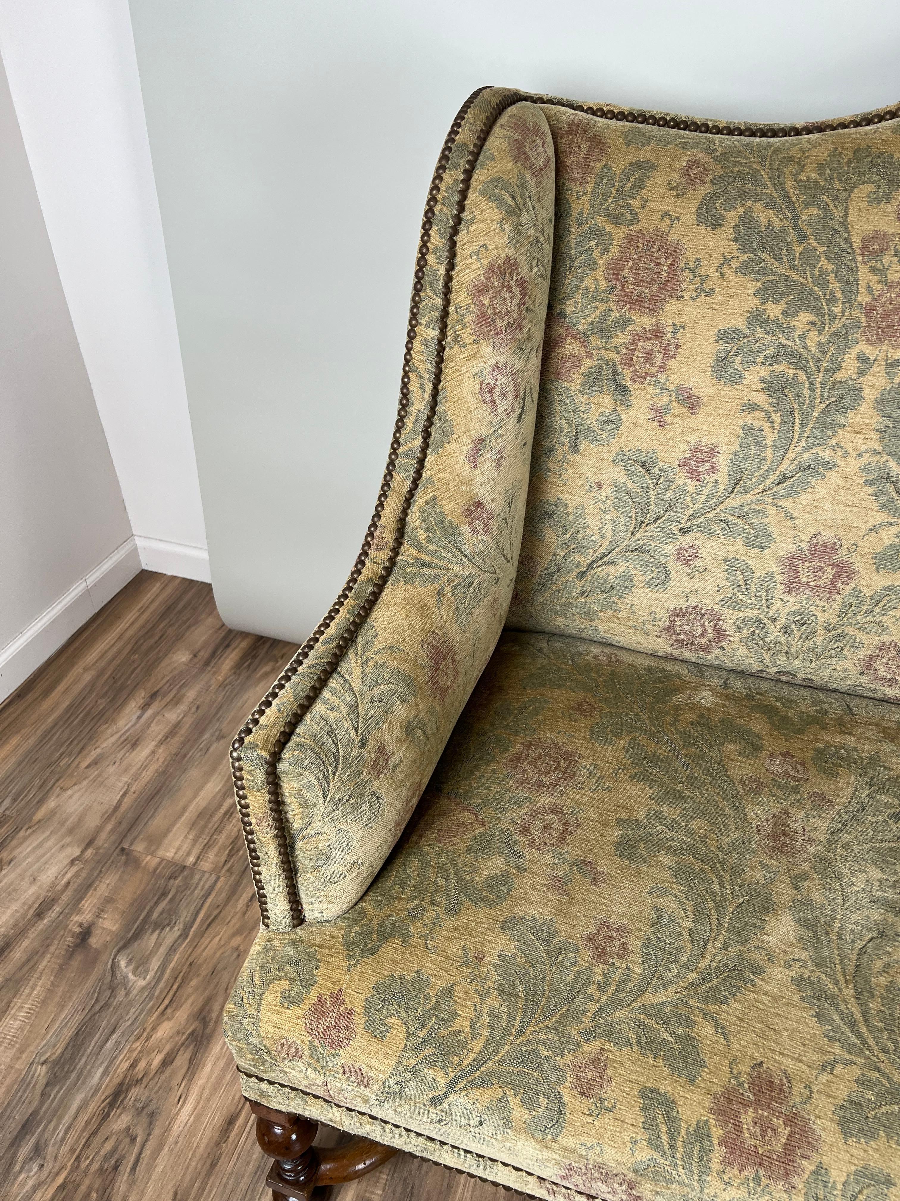 Antique French Louis XIV Style Highback Settee c. Late 19th Century For Sale 2