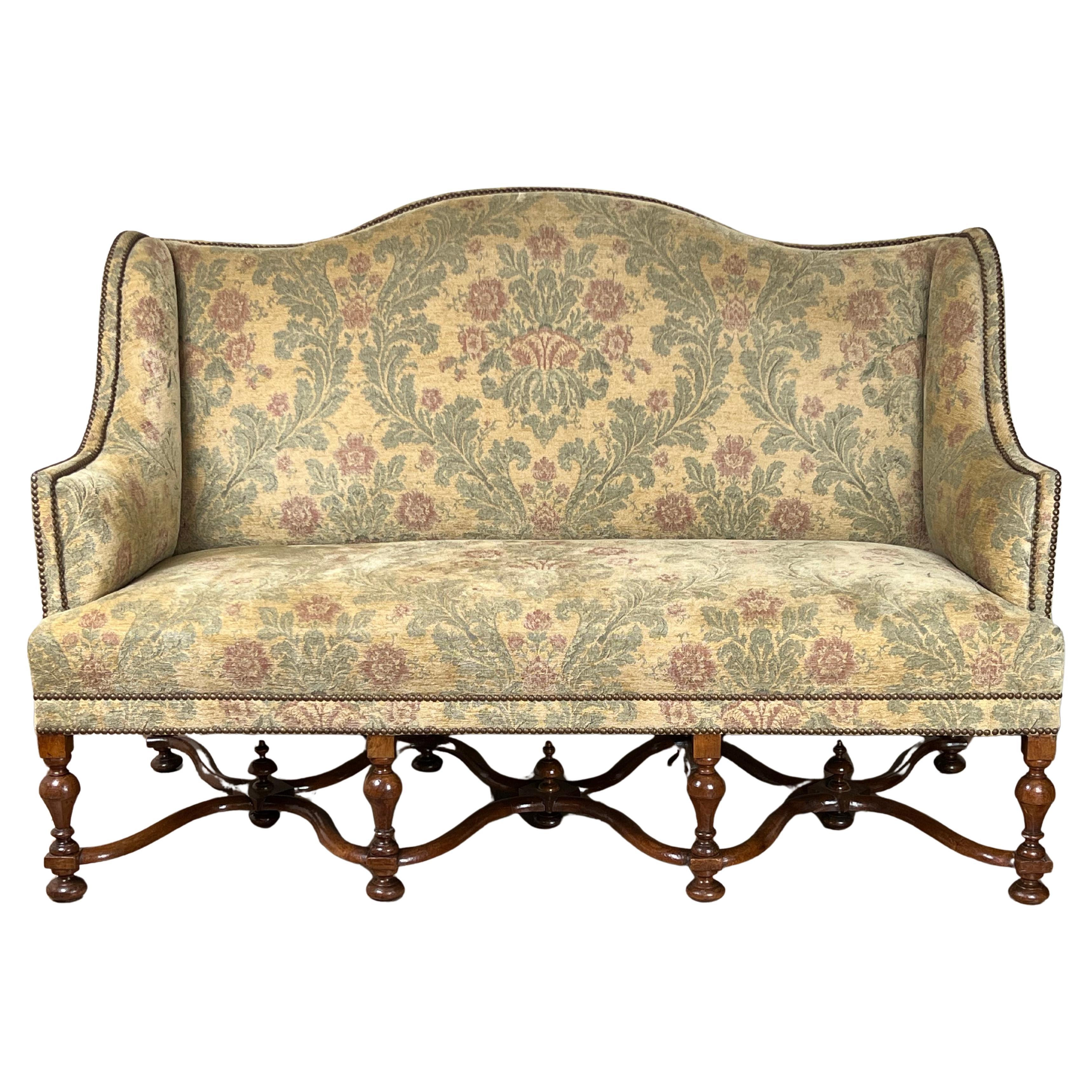 Antique French Louis XIV Style Highback Settee c. Late 19th Century