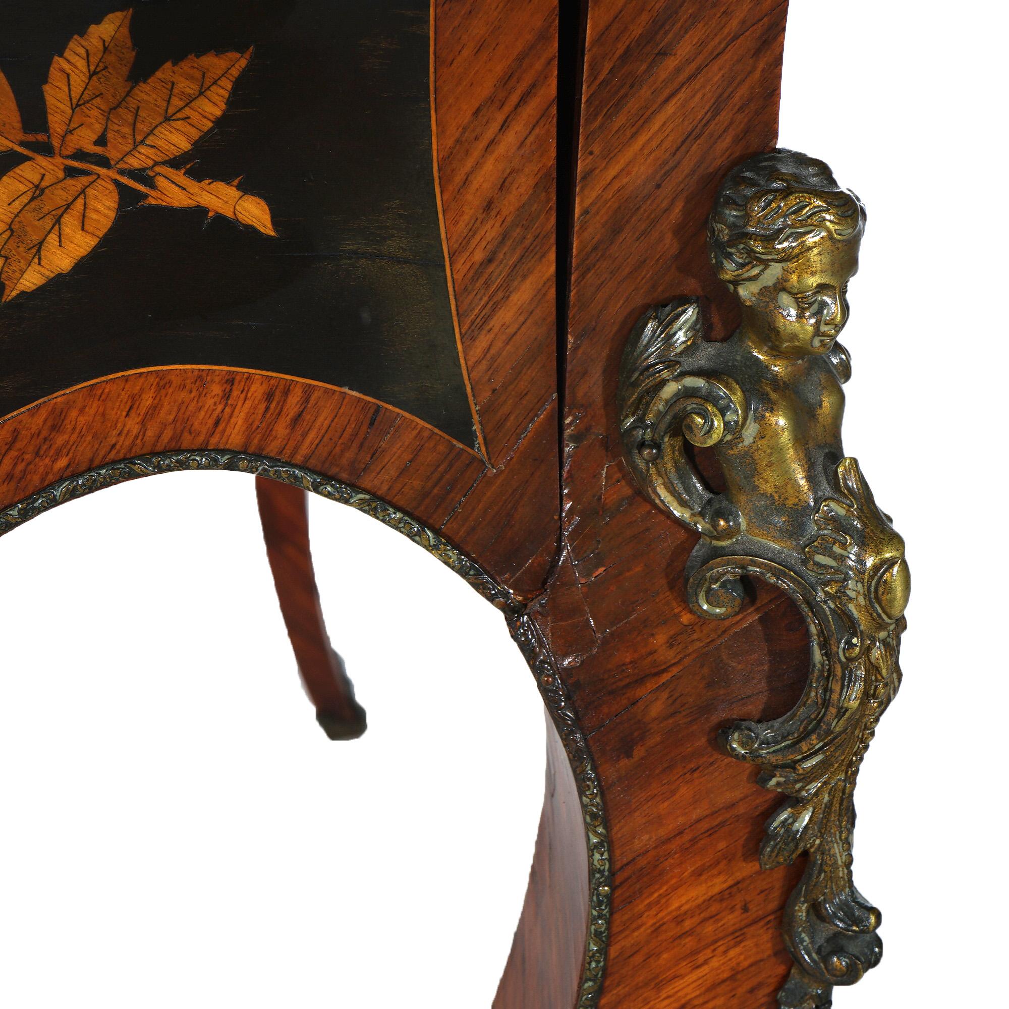 Antike Französisch Louis XIV Stil Kingwood & Ebenholz Intarsien Kartentisch C1870 im Angebot 10