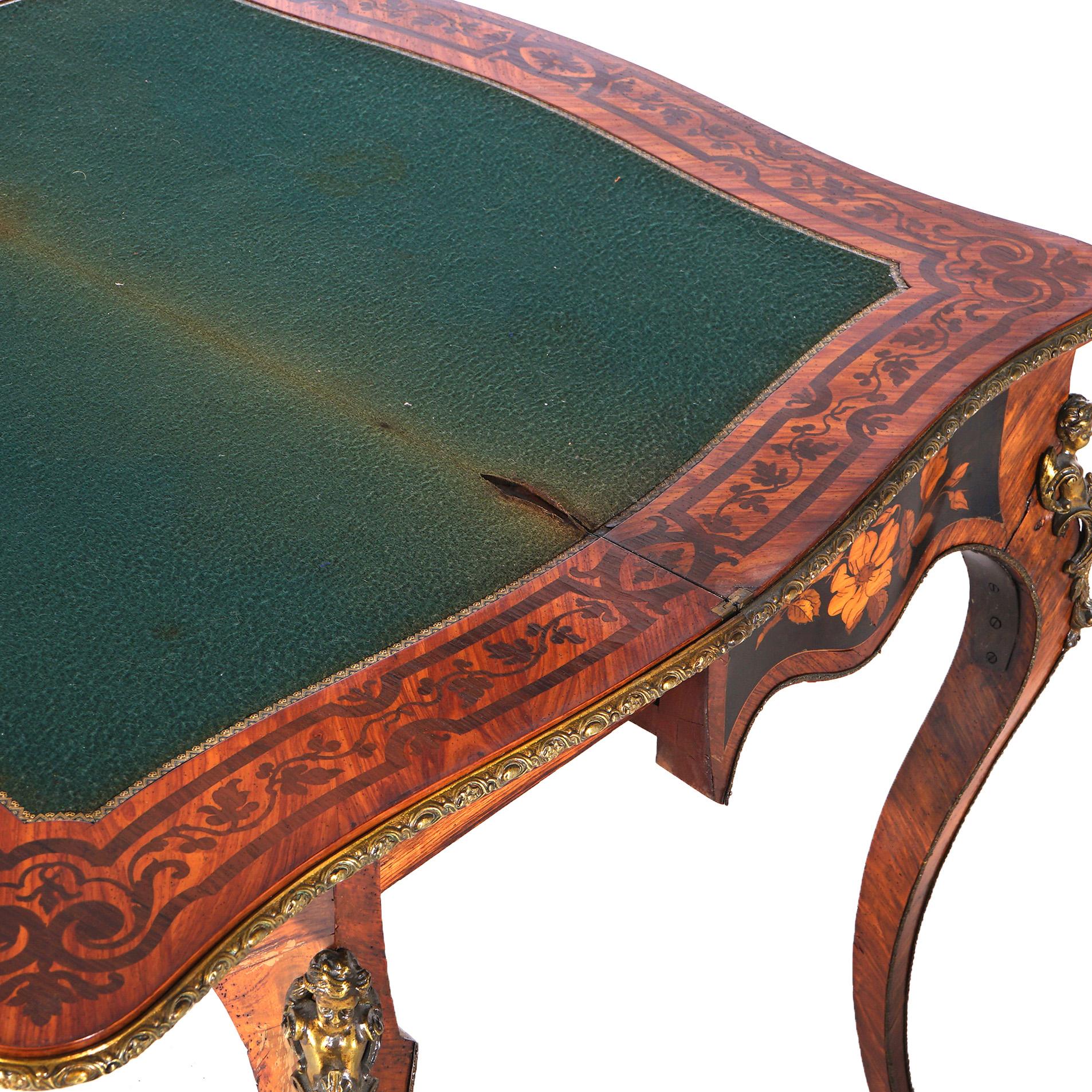 Antique French Louis XIV Style Kingwood & Ebony Marquetry Inlay Card Table C1870 For Sale 2