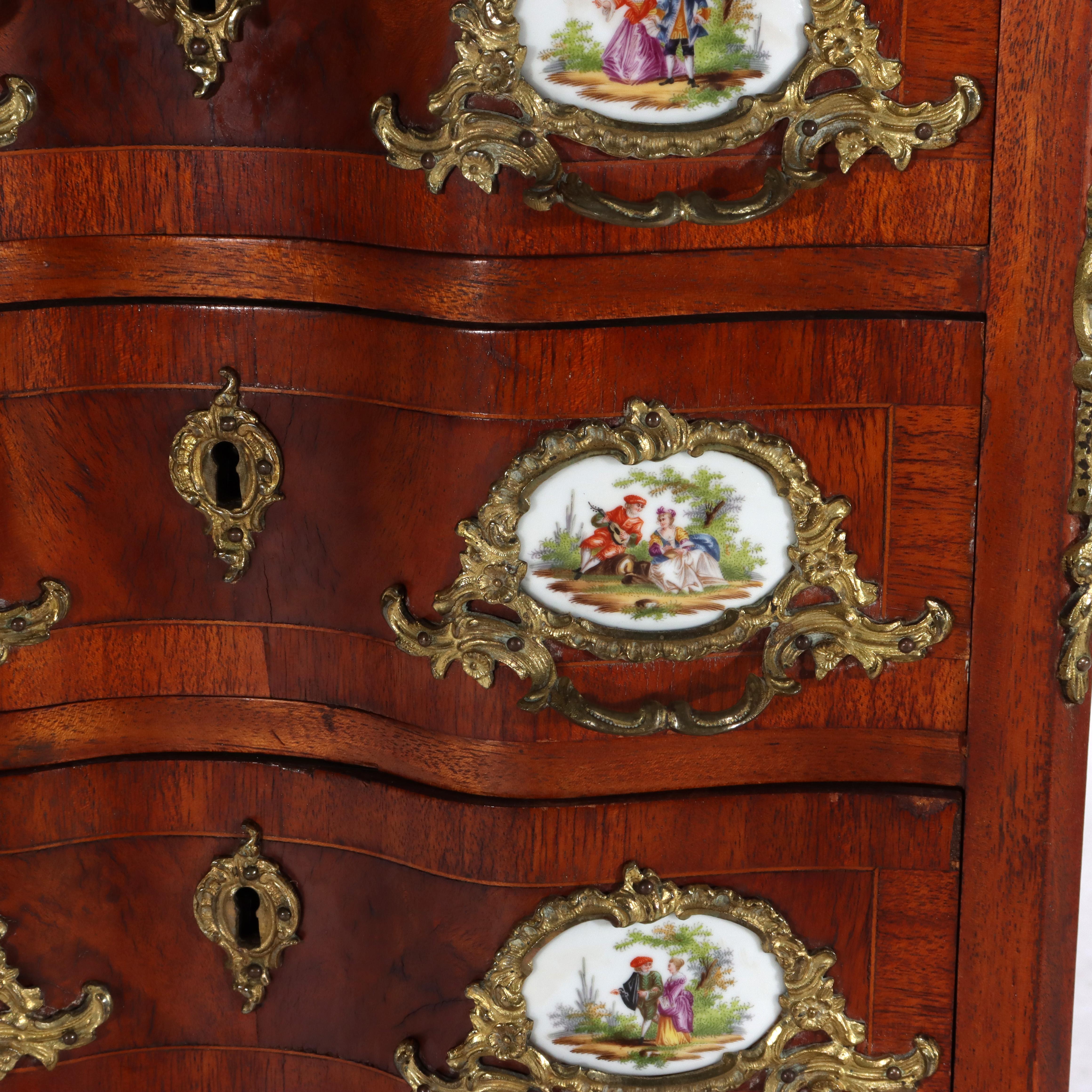 Antique French Louis XIV Style Mahogany & Ormolu Five-Drawer Lingerie Chest For Sale 6