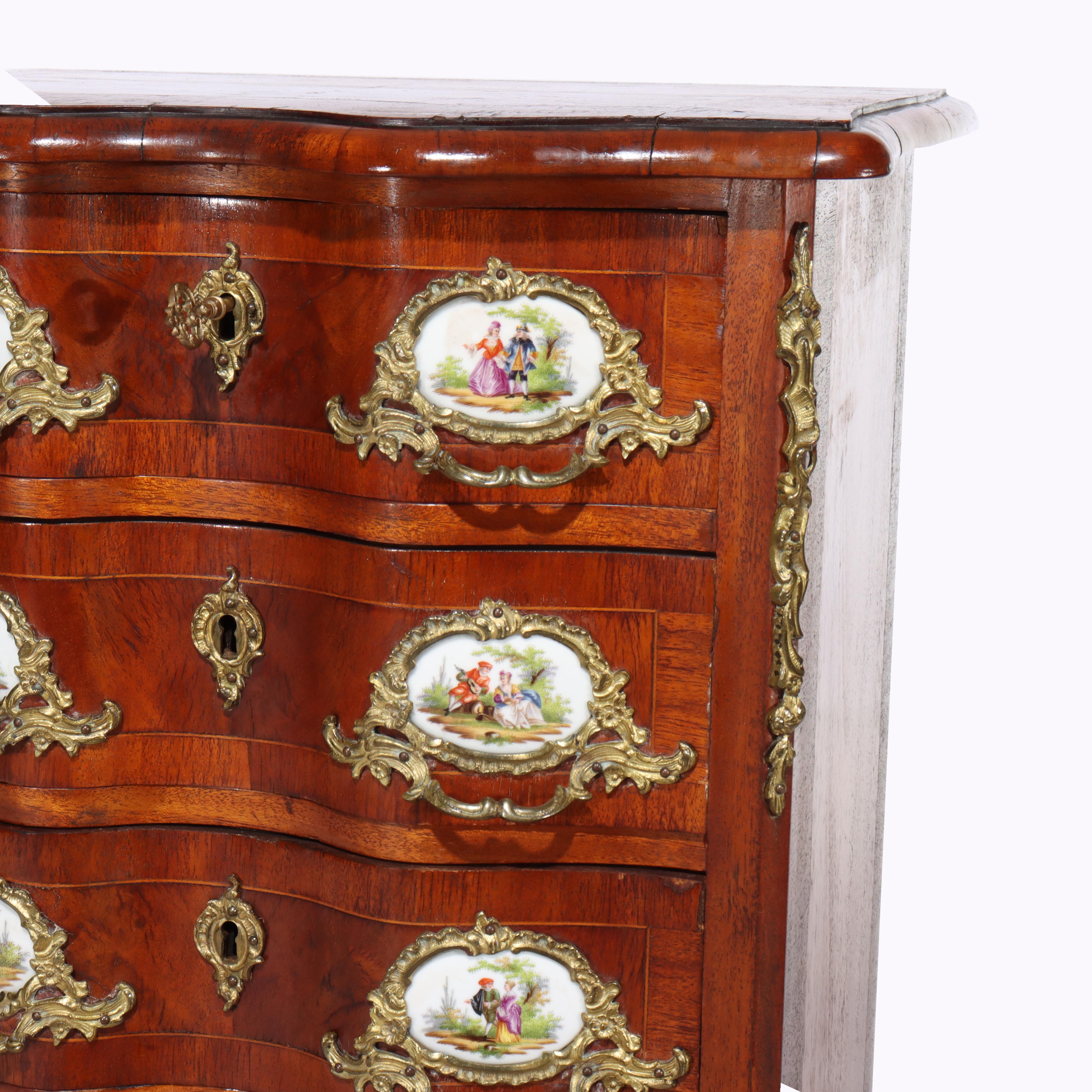 Antique French Louis XIV Style Mahogany & Ormolu Five-Drawer Lingerie Chest For Sale 1
