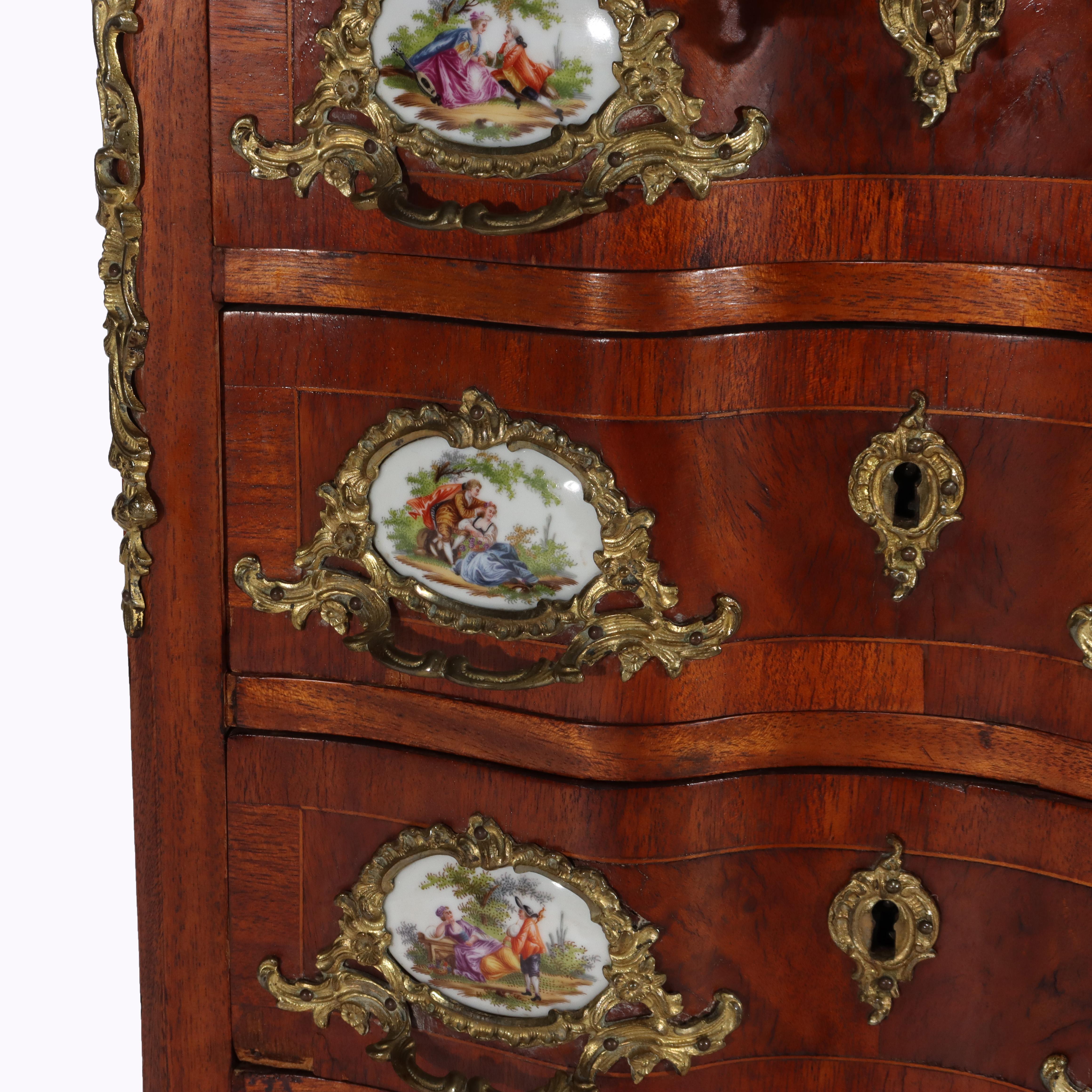 Antique French Louis XIV Style Mahogany & Ormolu Five-Drawer Lingerie Chest For Sale 5