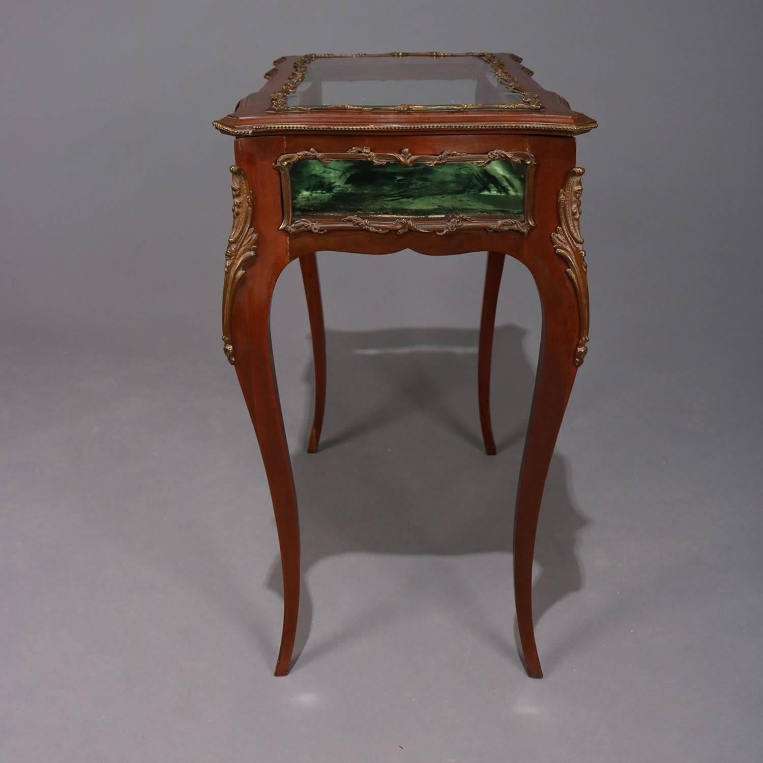 Antique French Louis XIV Style Mahogany & Ormolu Vitrine Side Stand 19th Century 6