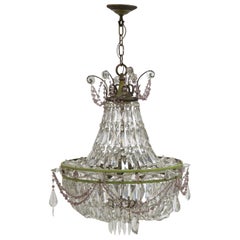 Antique French Louis XIV Style Polychromed Wedding Cake Crystal Chandelier